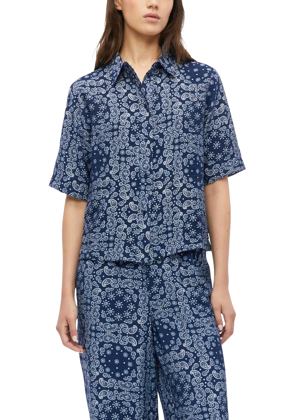s.Oliver RED LABEL Viskosemix-Bluse Boxy Fit dunkelblau Gr. 34