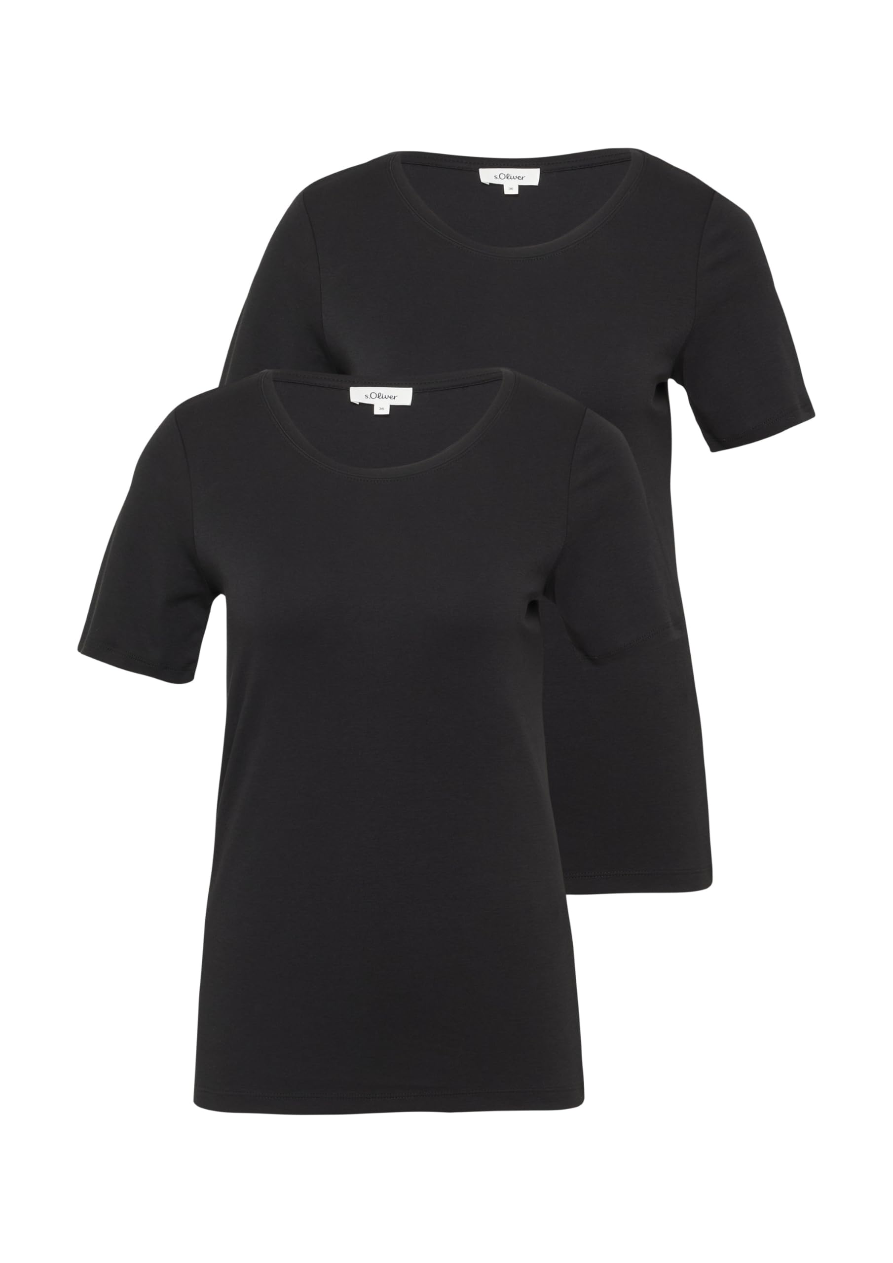 s.Oliver T-Shirt 2er-Pack Interlock weiß-schwarz Gr.40