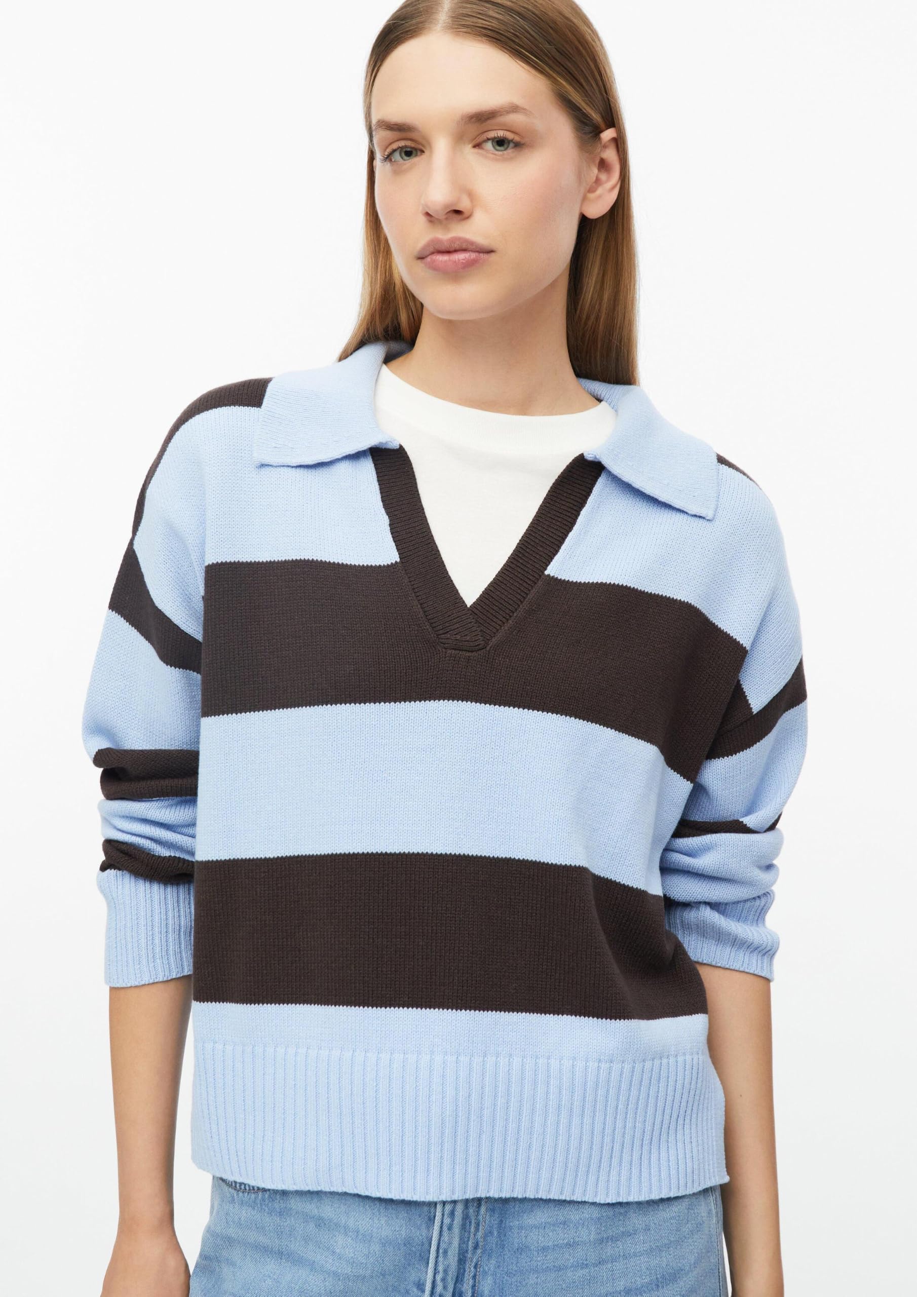 s.Oliver RED LABEL Strick-Polo Streifen Hellblau Gr.34