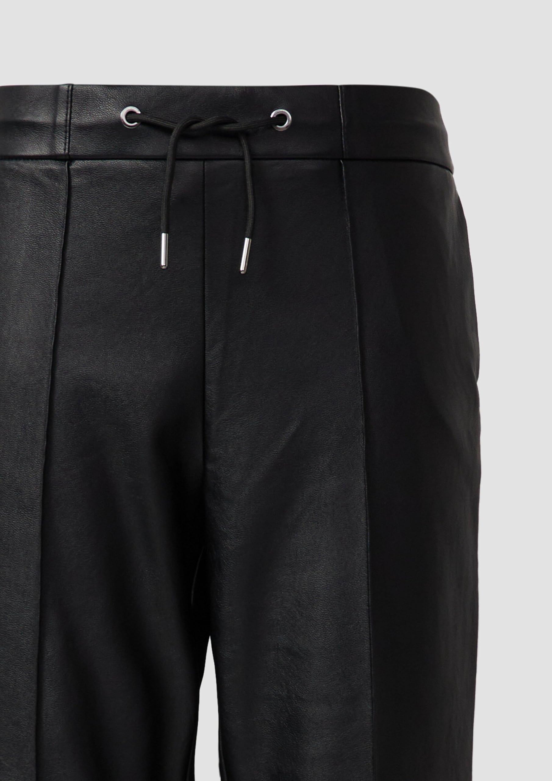 s.Oliver Junior Jogpants Lederimitat Hose mit Tunnelzug schwarz