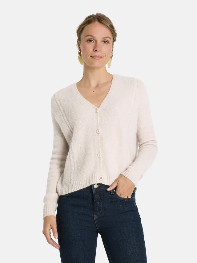 Lieblingsstück HenjaL Strickjacke beige Zopf Wollmix