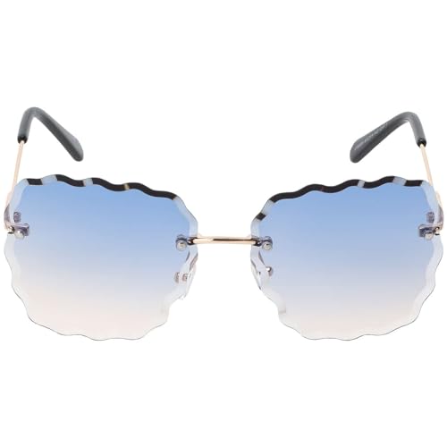 BEZLIT Eckige Damen Sonnenbrille Blau-Weiß UV400