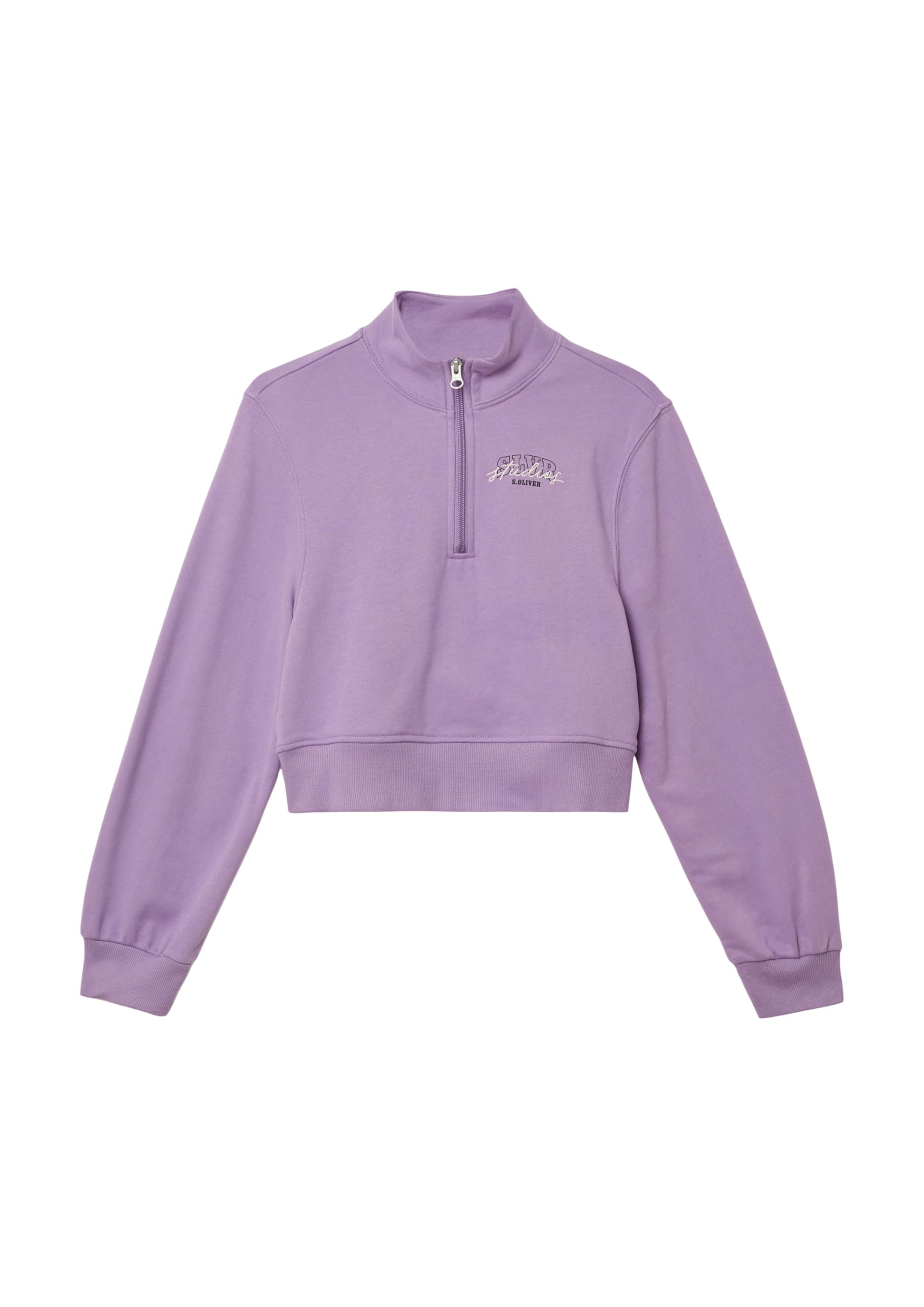 s.Oliver RED LABEL Cropped-Sweatshirt creme Stehkragen