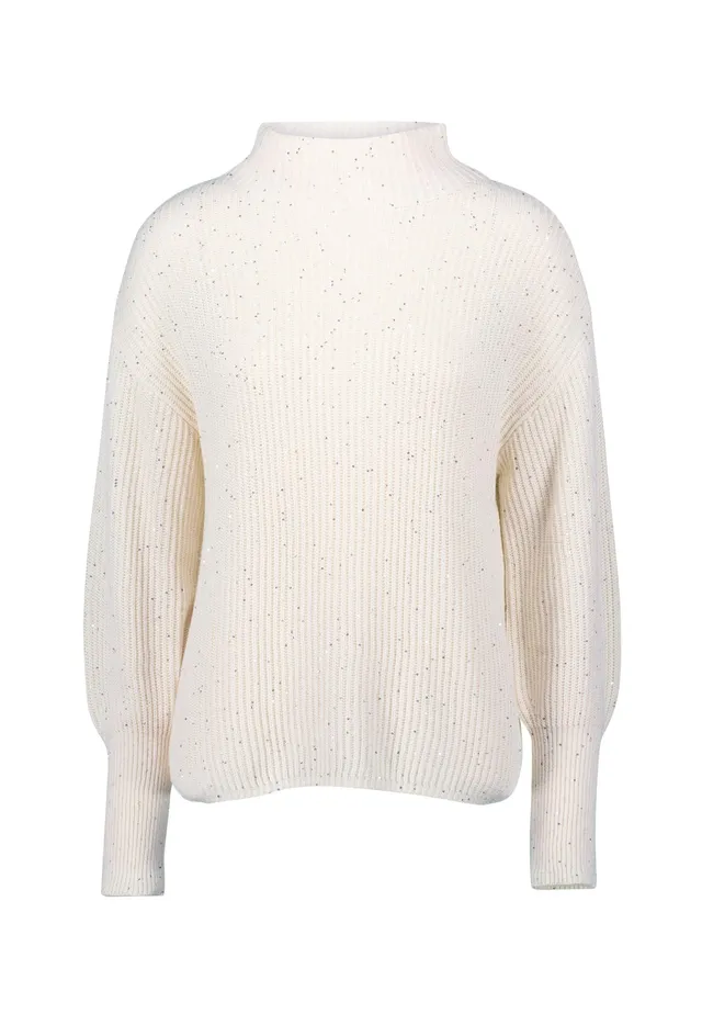 zero Strickpullover Pailletten cremeweiß Gr.40