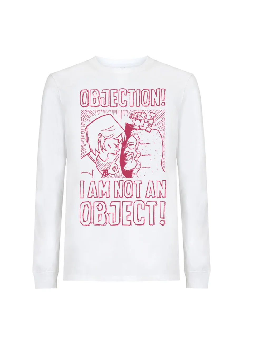 dna merch Objection Langarmshirt Damen Weiß Statement