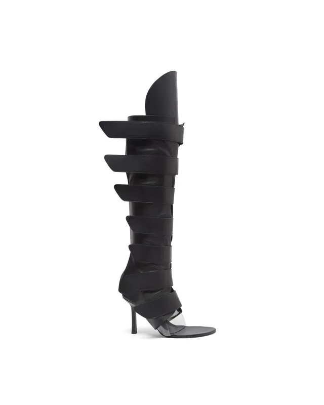 Mowalola Lola Strap Boots Stiefelcover mattschwarz Leder
