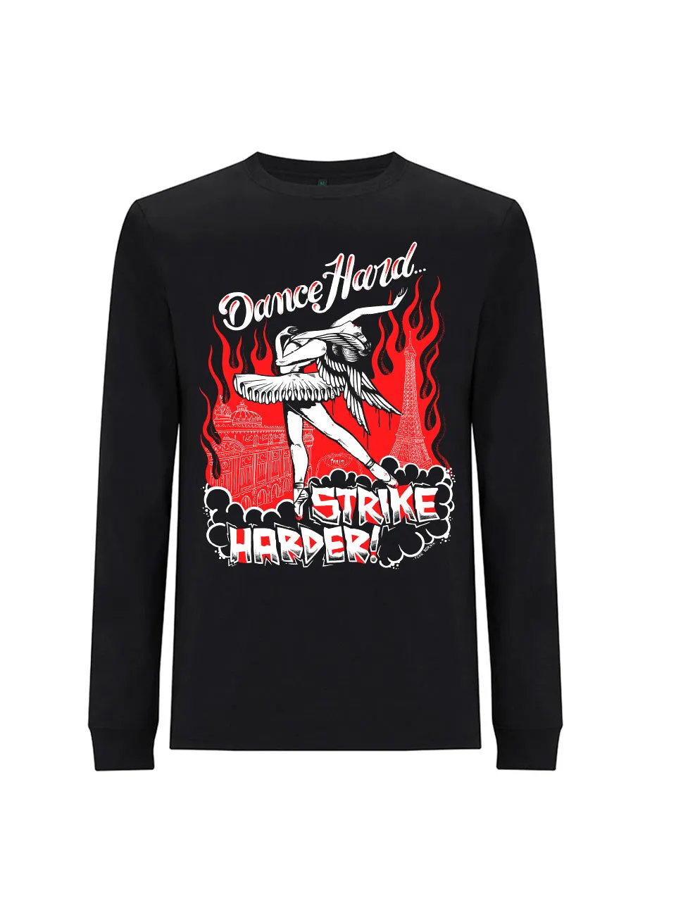 dna merch Pariser Ballerina-Streik Langarmshirt Schwarz Print