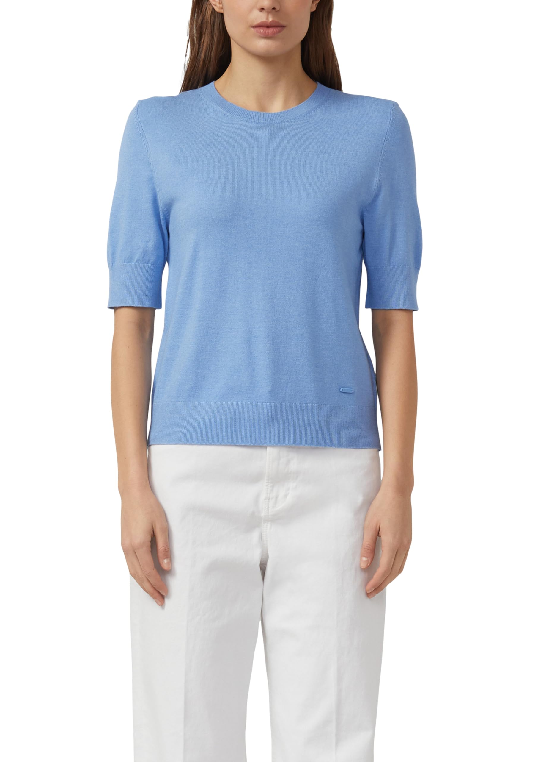 s.Oliver Kurzarm-Strickpullover Slim Fit creme Rundhals Gr.38