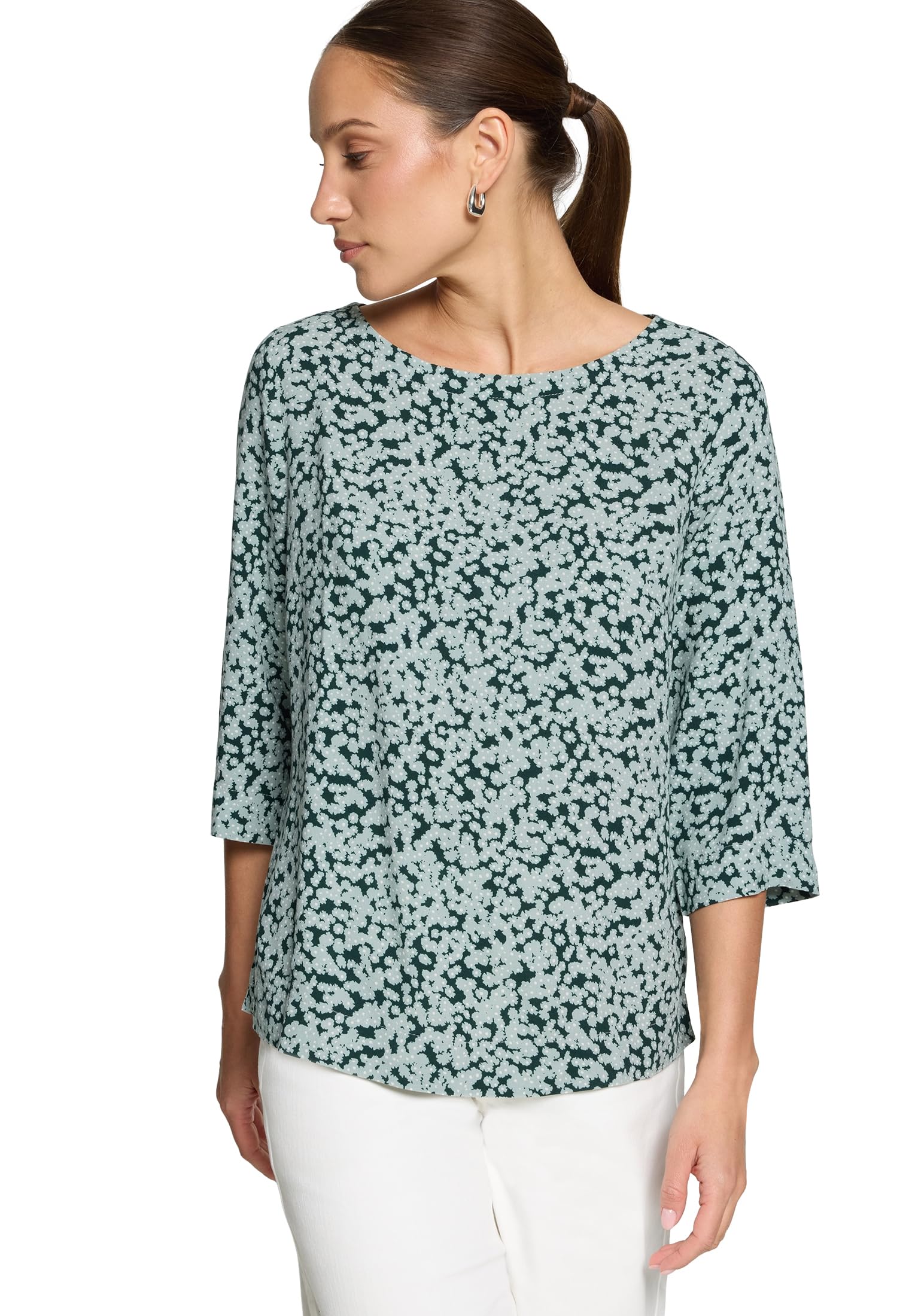 zero Blusenshirt mit Print Dark Green Blue Gr.40 leicht