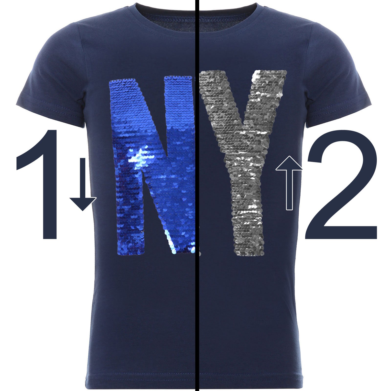BEZLIT New York Totenkopf T-Shirt Wendepailletten 116-122