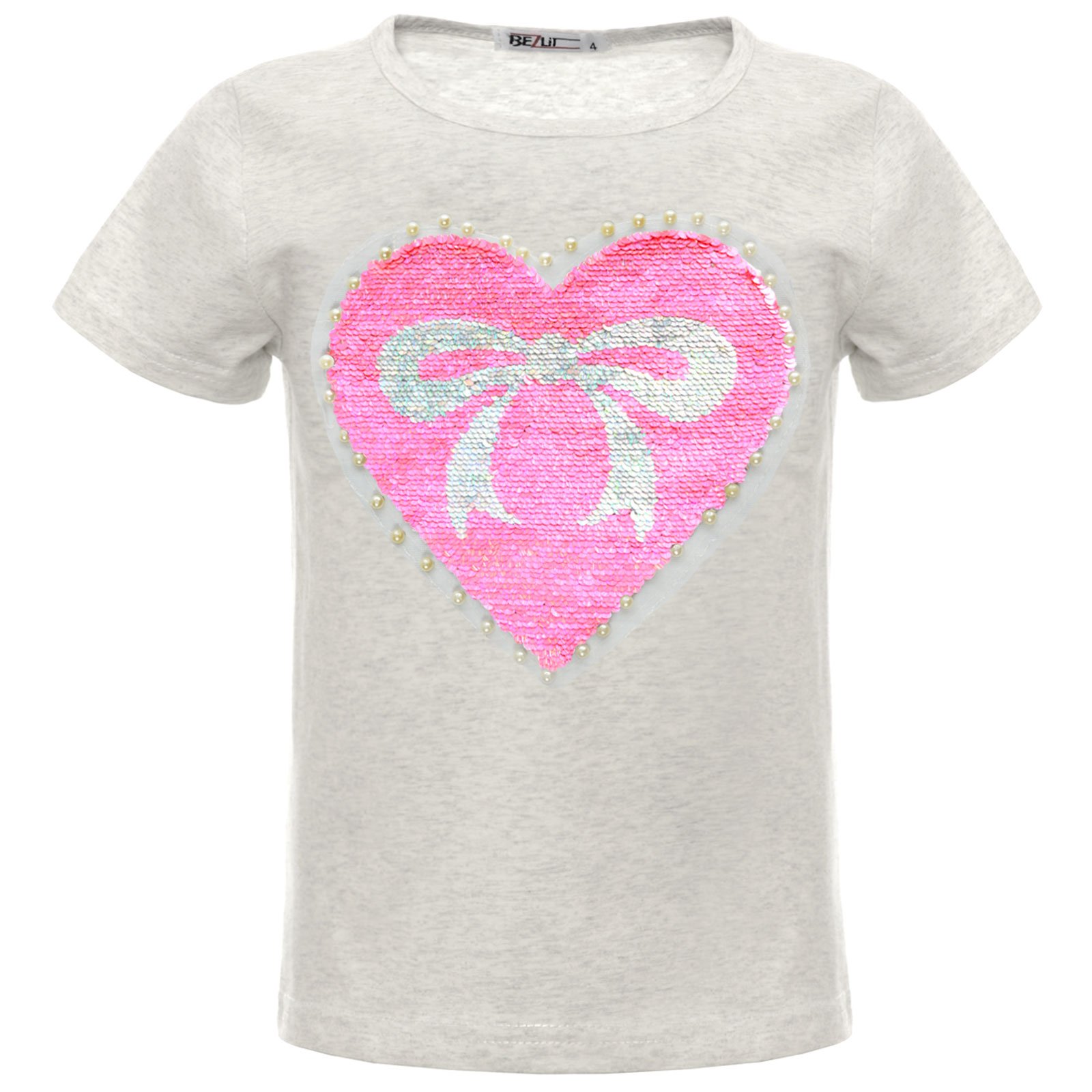 BEZLIT Herz Wendepailletten T-Shirt Grau 152