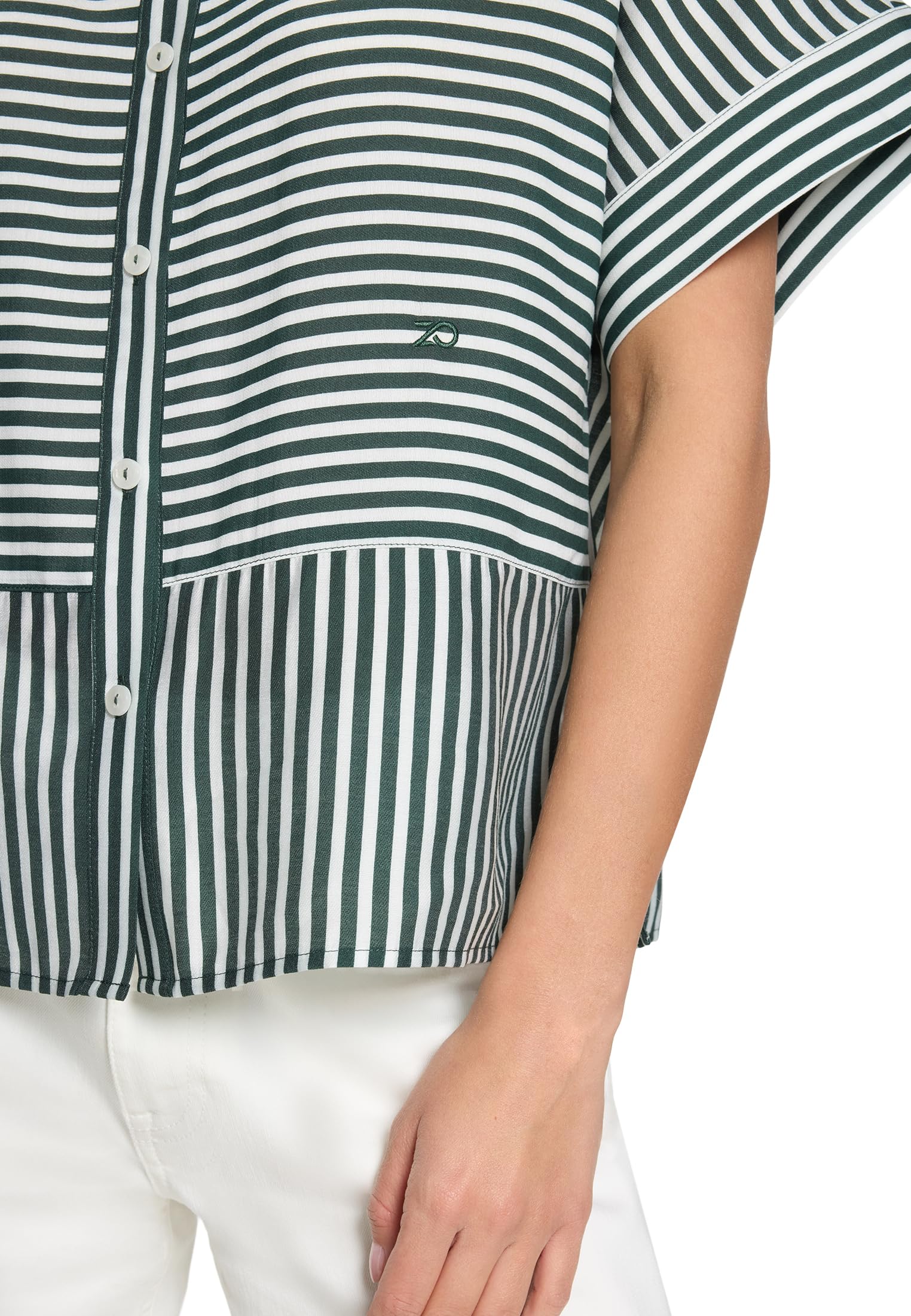 zero Hemdbluse mit Streifen Bluse 40 Green Cream gestreift