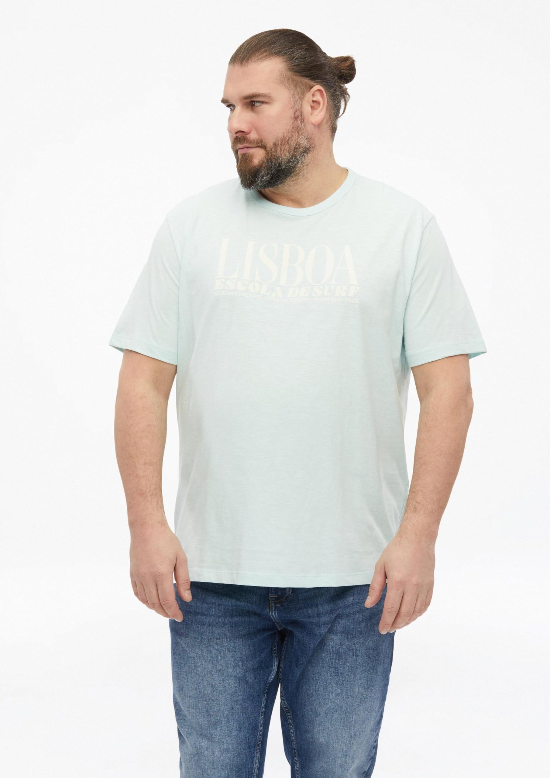 s.Oliver 2181139 T-Shirt Frontprint XXL Blue Green Baumwolle