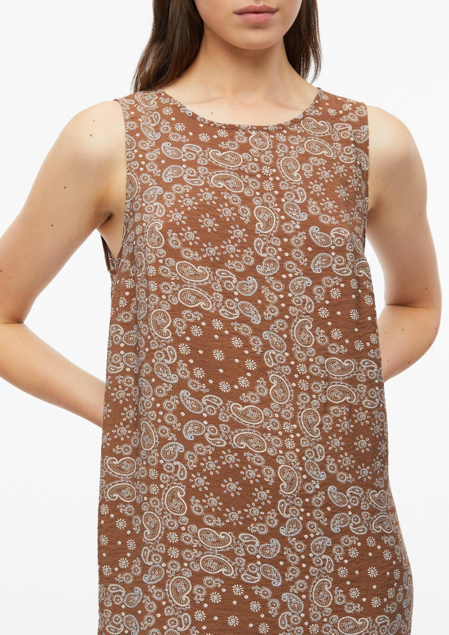 s.Oliver Red Label Kleid mit All-Over-Print und Raffung karamell