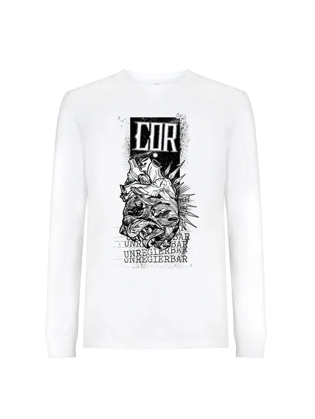 COR Herztier Unregierbar Langarmshirt weiß Band-Print