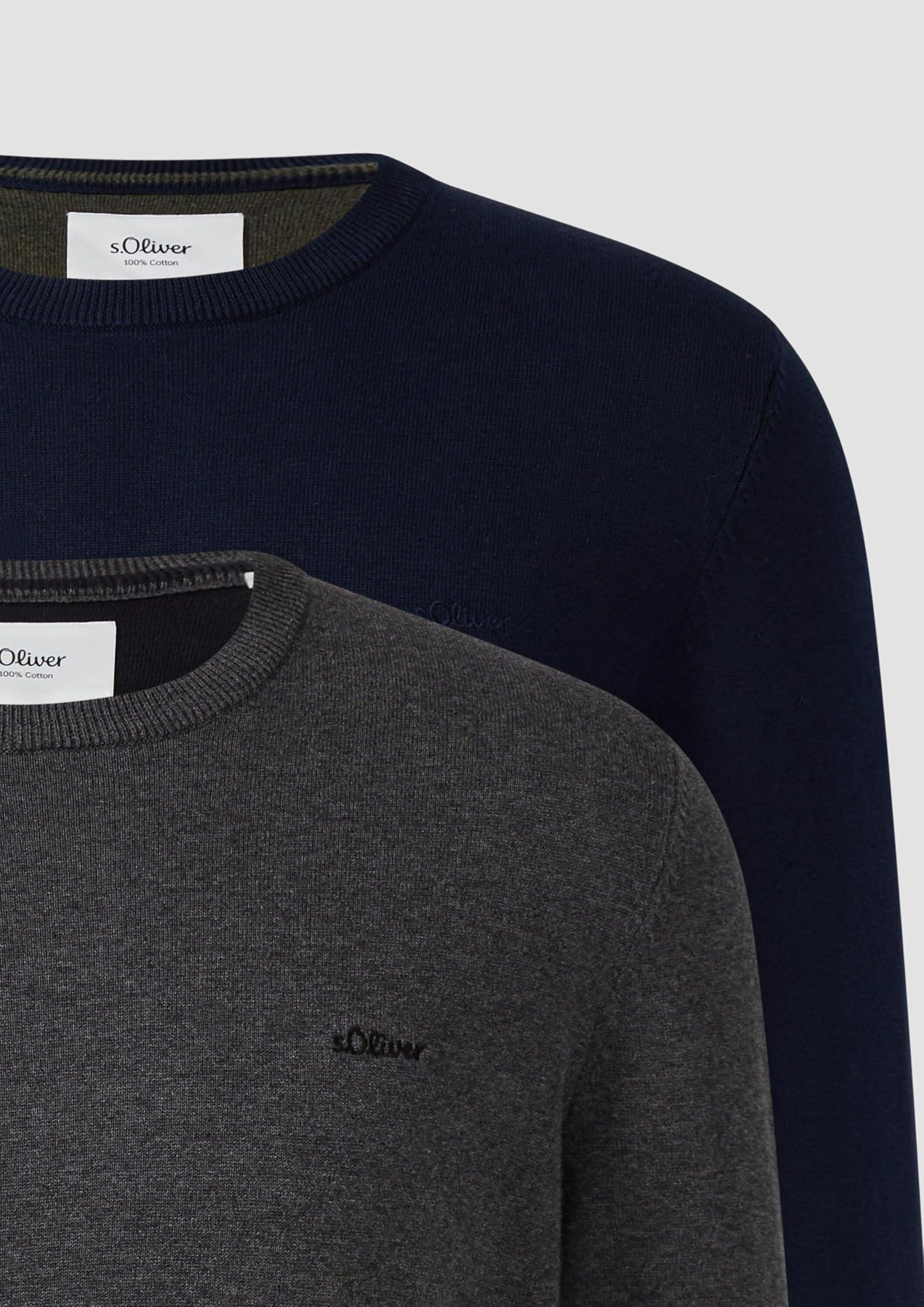 s.Oliver RED LABEL 2er-Pack Strickpullover L navy Baumwolle