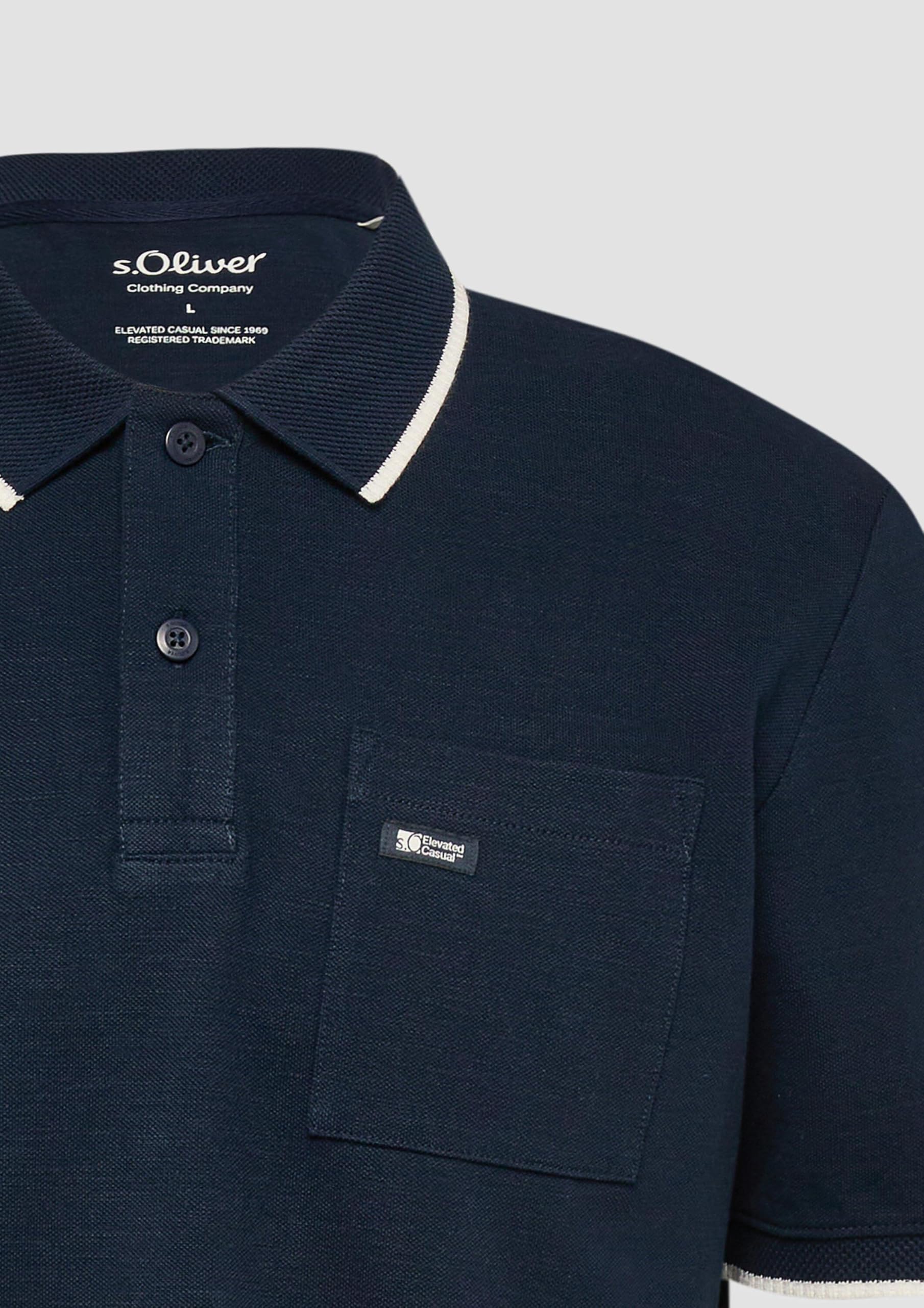 s.Oliver Junior Flammgarn-Piqué Poloshirt navy aus Baumwolle