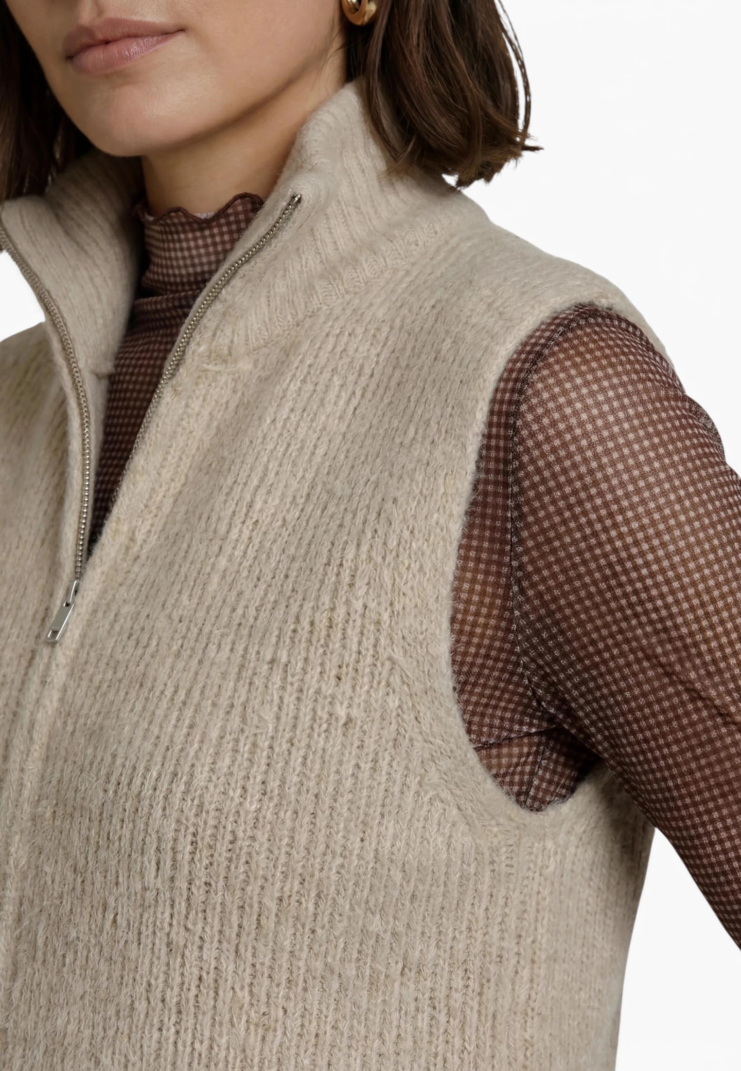 zero Strickweste mit Reißverschluss Chocolate Plum