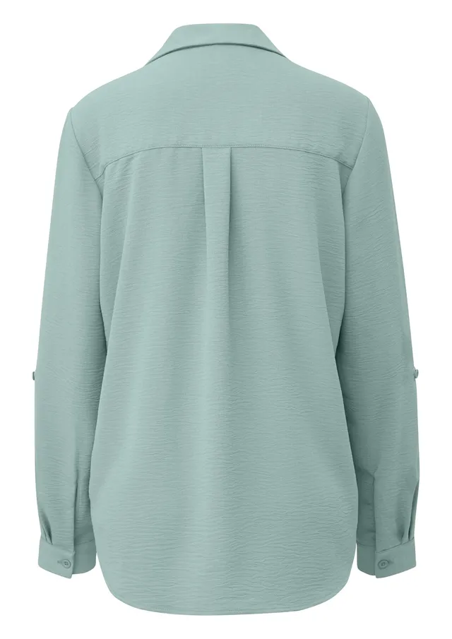 s.Oliver QS Crêpebluse mit Turn-up-Ärmel Bluse Gr. 40 leicht
