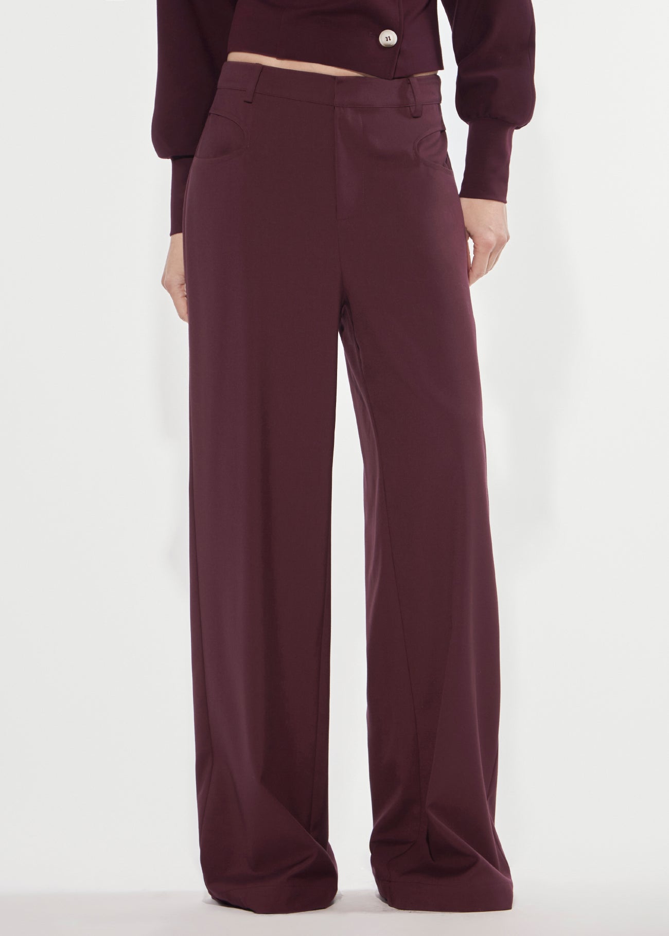 Denny Rose Over Stoffhose bordeaux weit B-Stretch