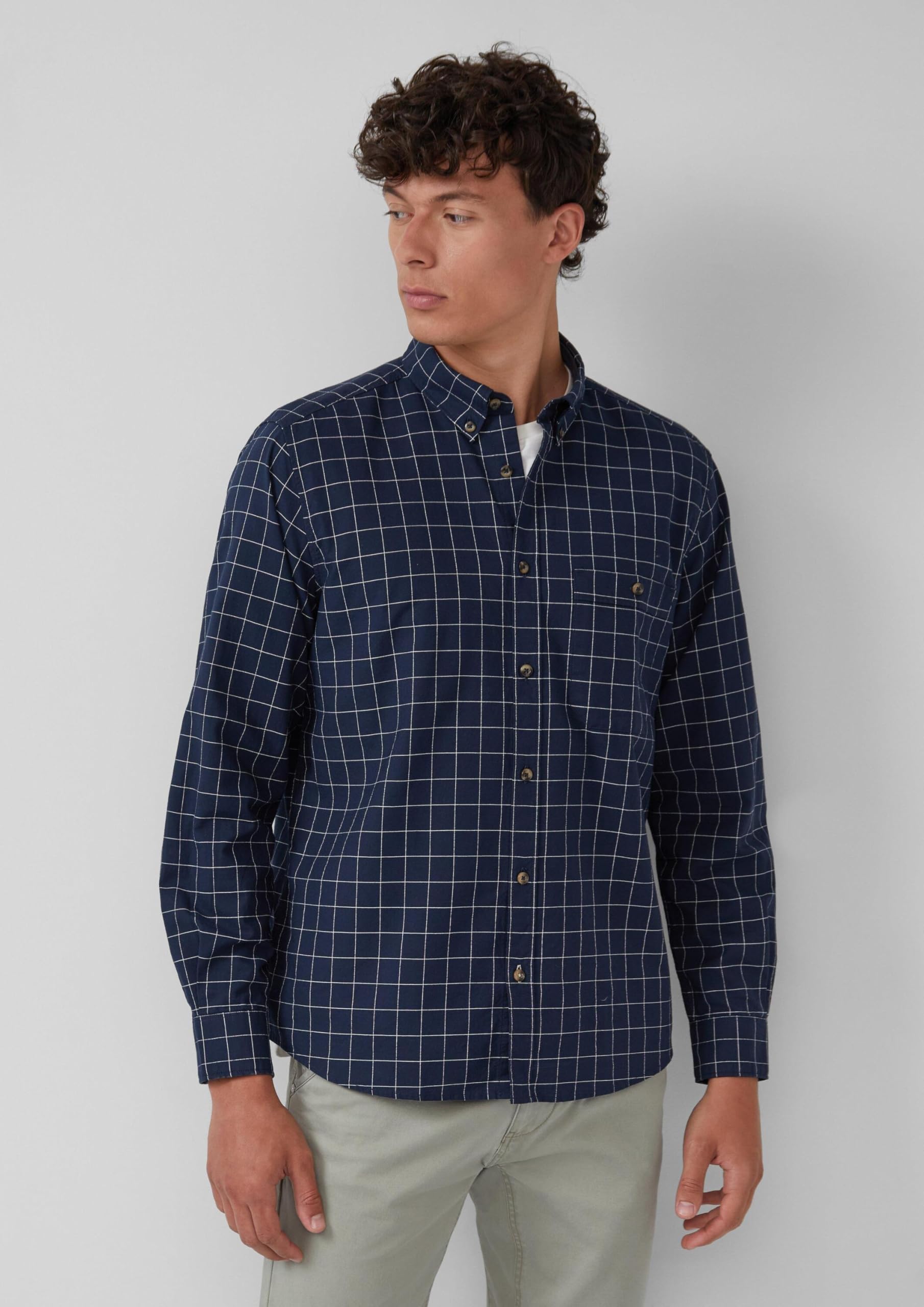 s.Oliver RED LABEL 2169482 Hemd Langarm L blau Karo