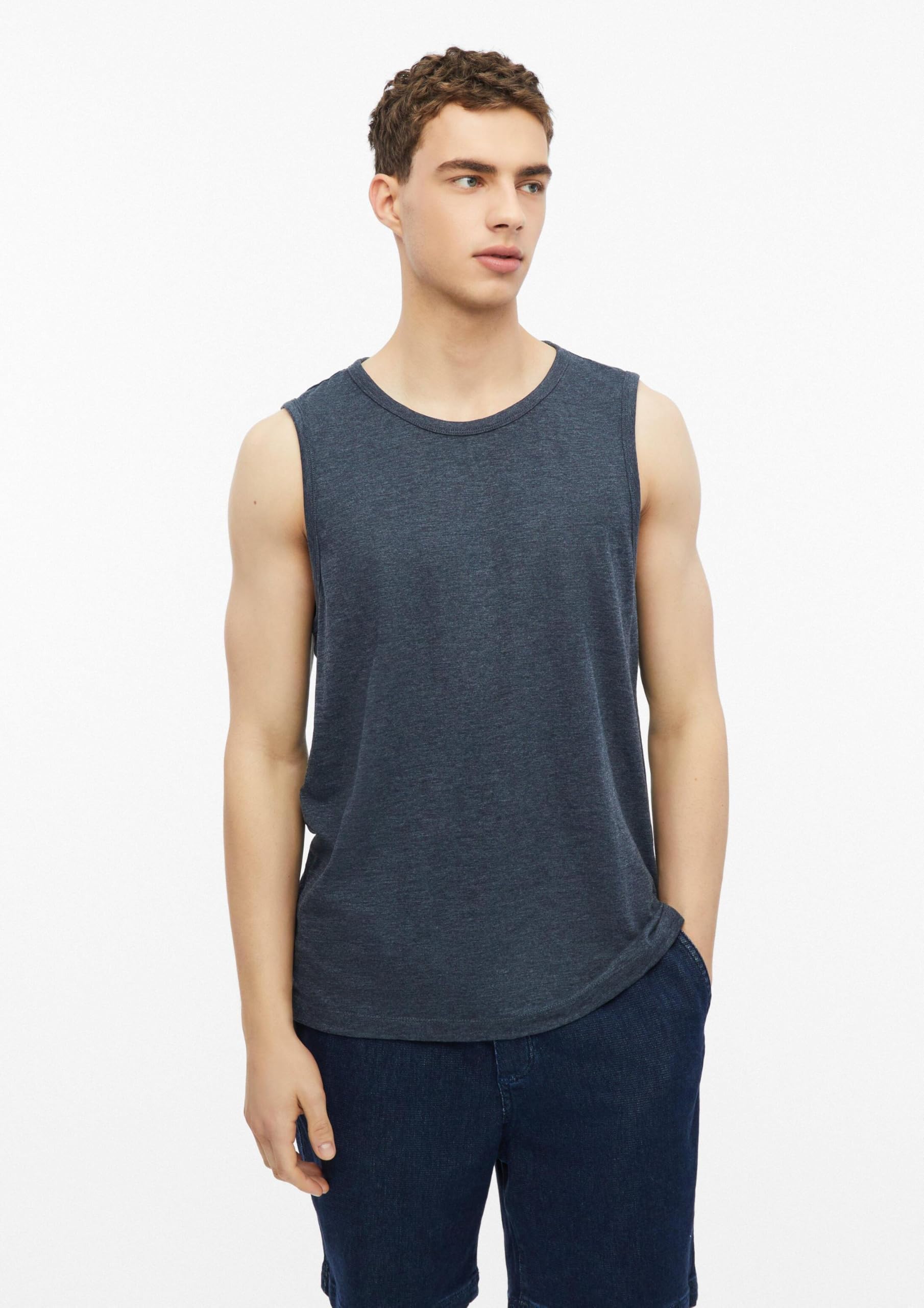 s.Oliver Tanktop Herren Regular Baumwollmix dunkelblau