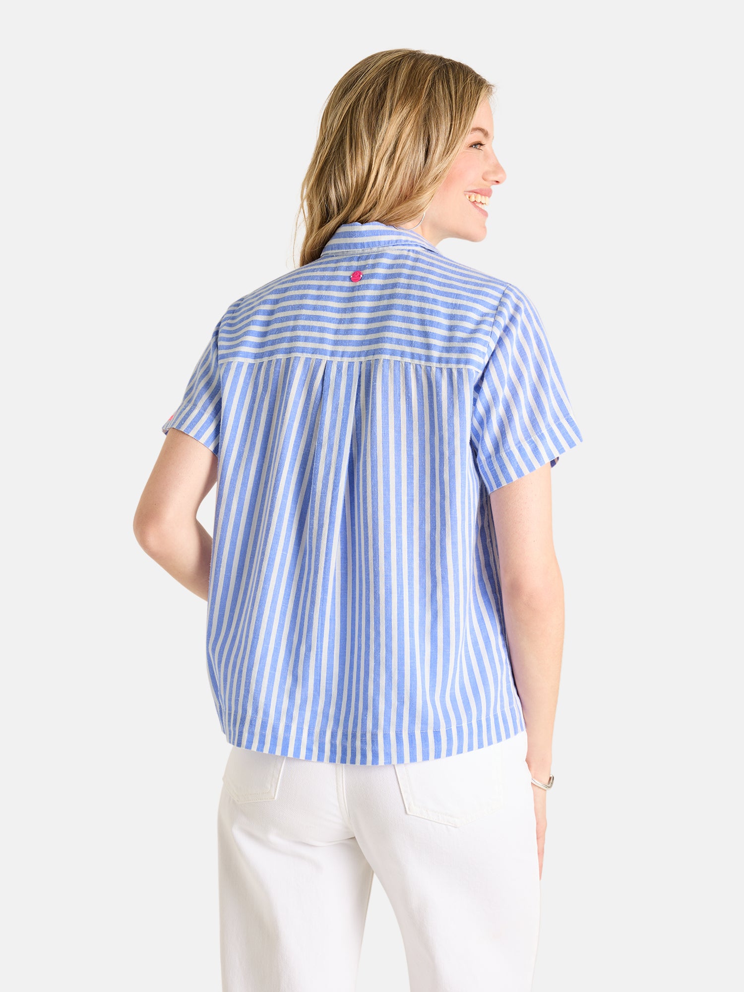 Lieblingsstück PeraL Kurzarm-Bluse royal blue gestreift