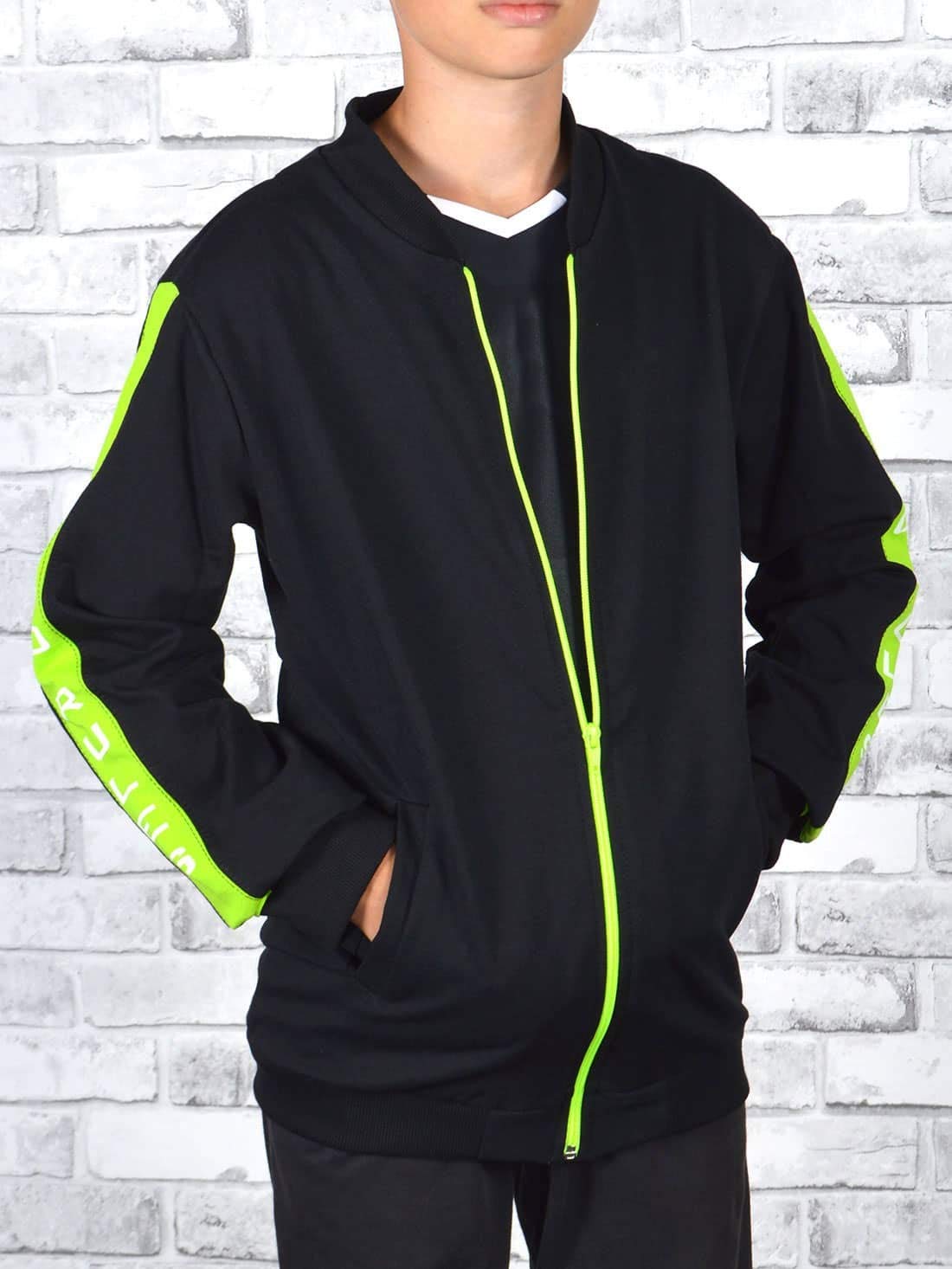 BEZLIT Jungen Sweatjacke Break Rules schwarz-hellgrün Zip