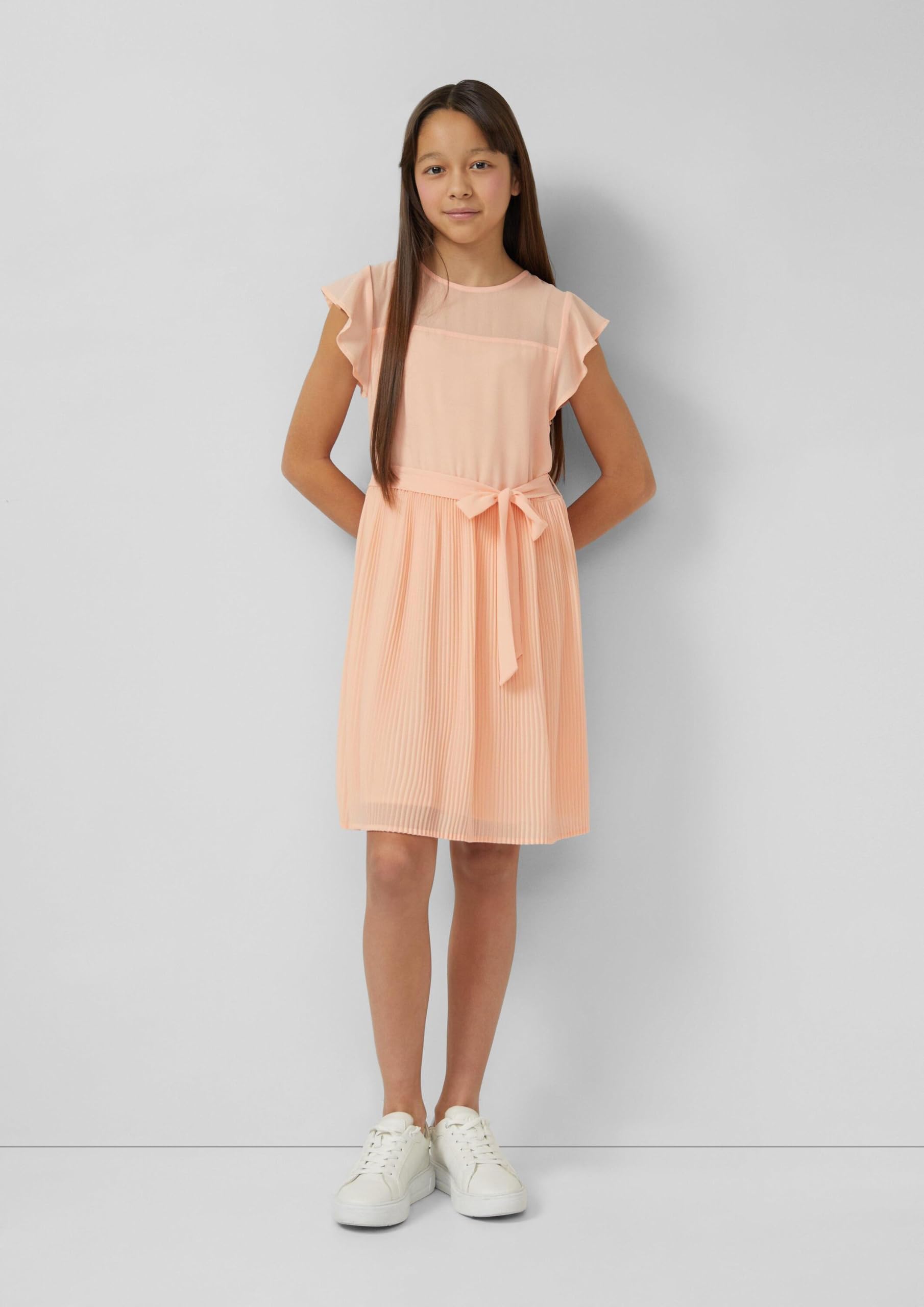 s.Oliver RED LABEL Chiffonkleid Volantärmel Kleid pfirsich 134 kurz