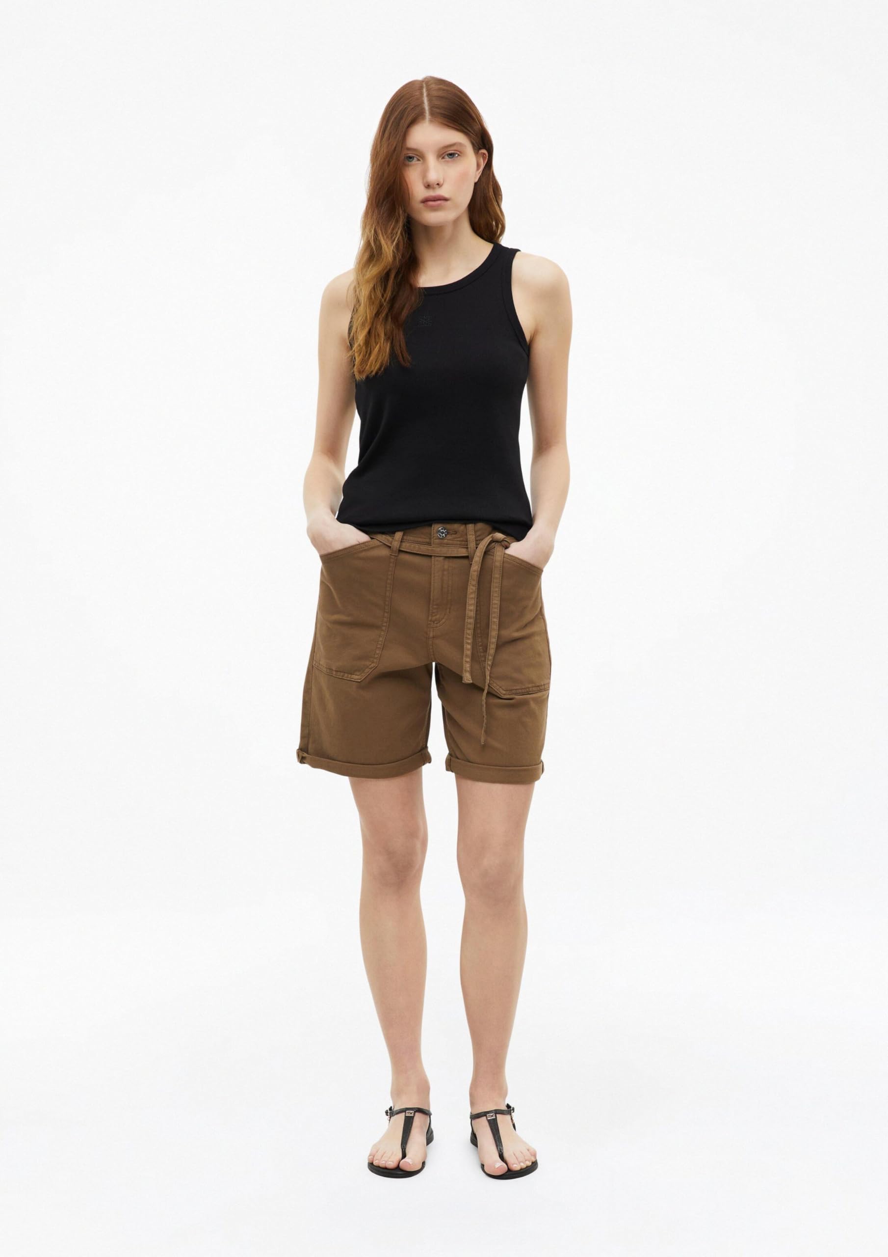 s.Oliver Red Label Suri Jeans-Shorts Damen Mid Rise Bindegürtel