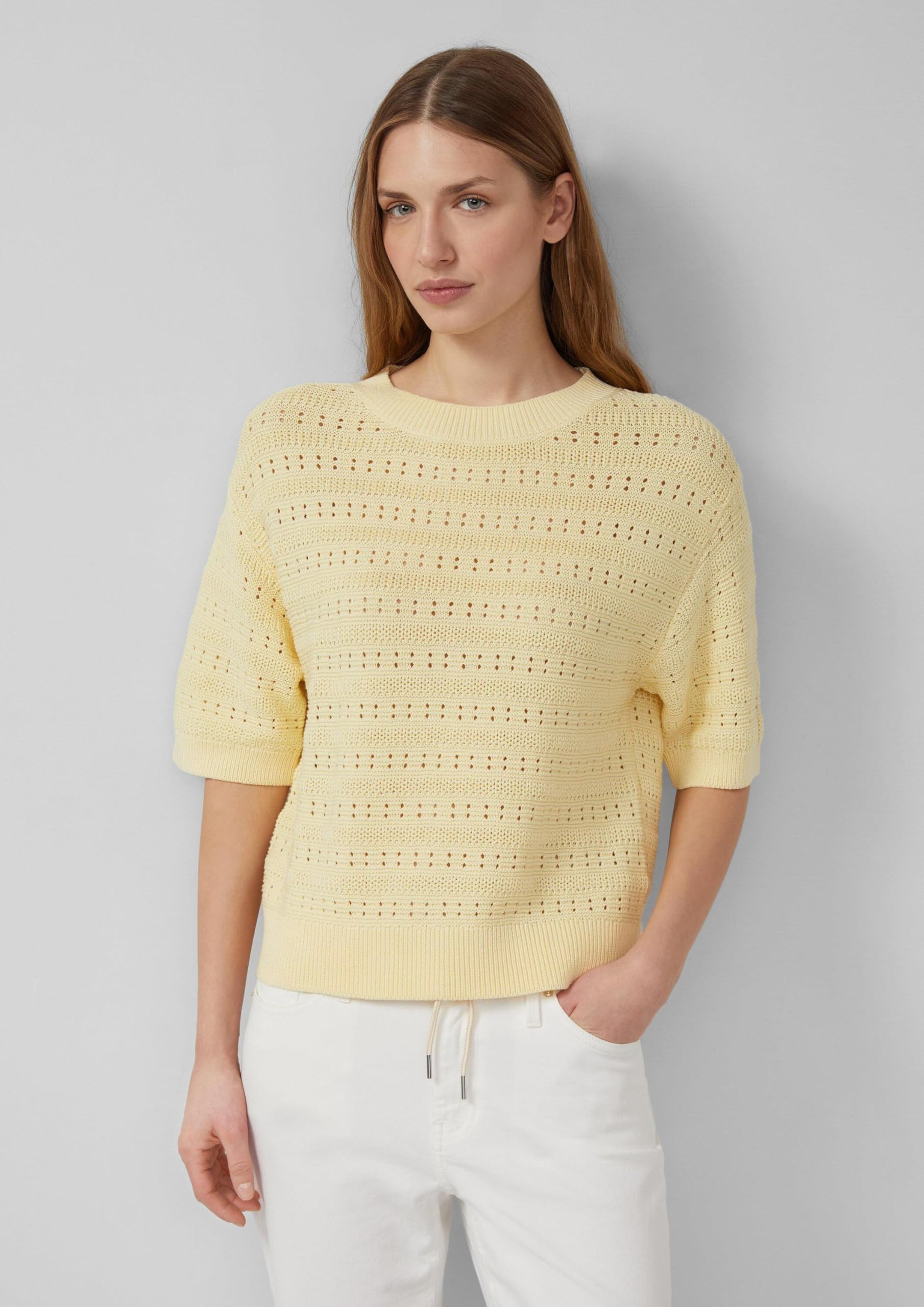 s.Oliver RED Label Strickpullover kurzarm Gelb Gr.36 Baumwolle
