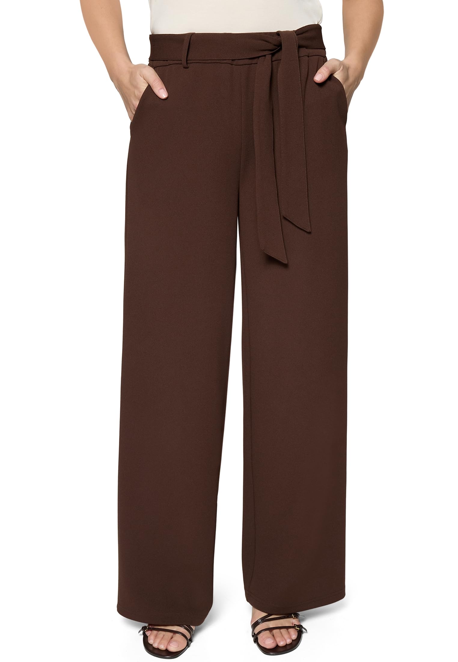 zero Hose mit Stoffgürtel Gr.40 Chicory Coffee
