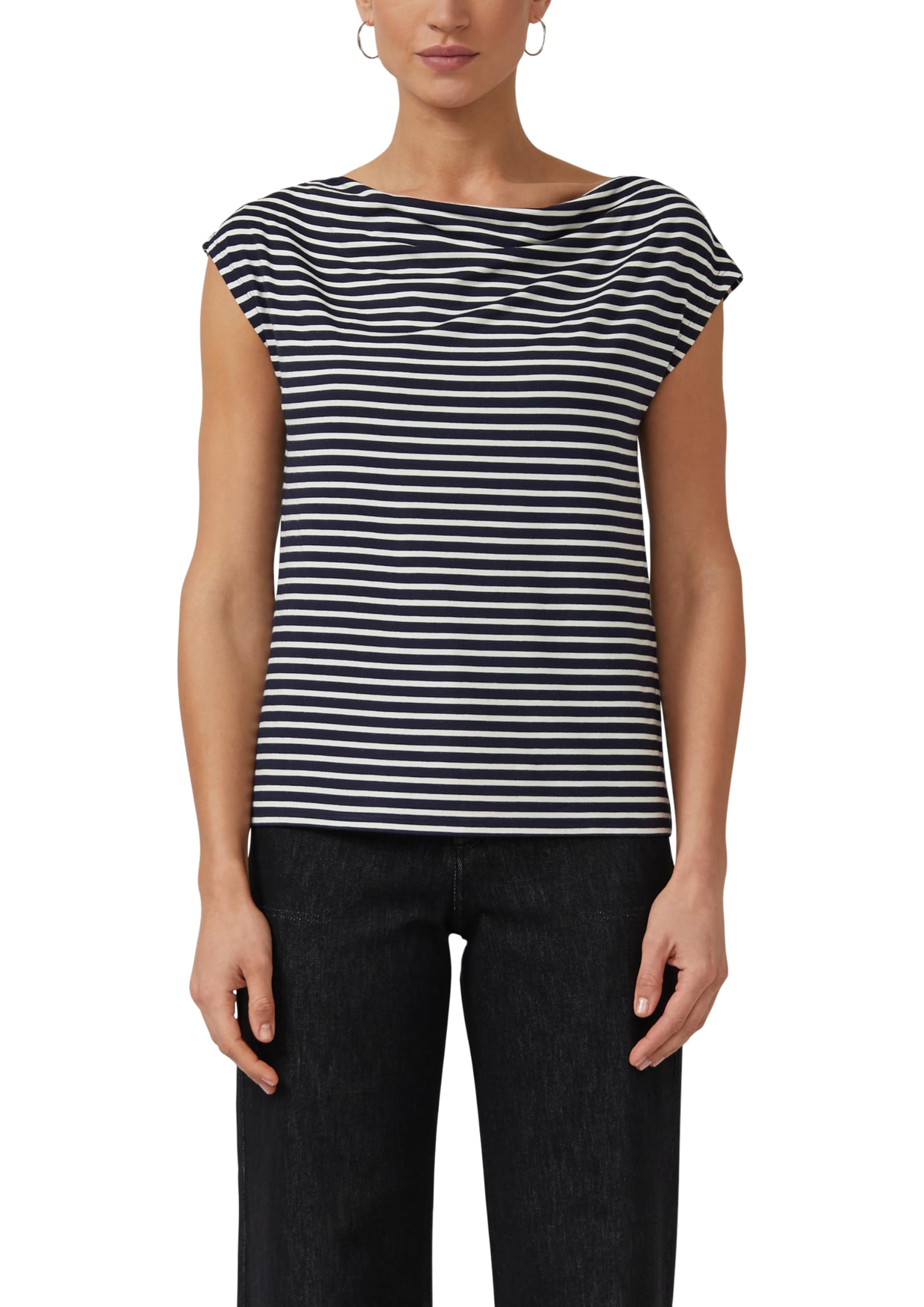 s.Oliver Viskoseshirt mit Wasserfall-Ausschnitt und Streifen Shirt gestreift