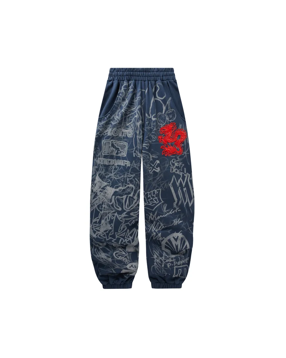 Mowalola Graffiti Track Pants Jogginghose Navy Blau
