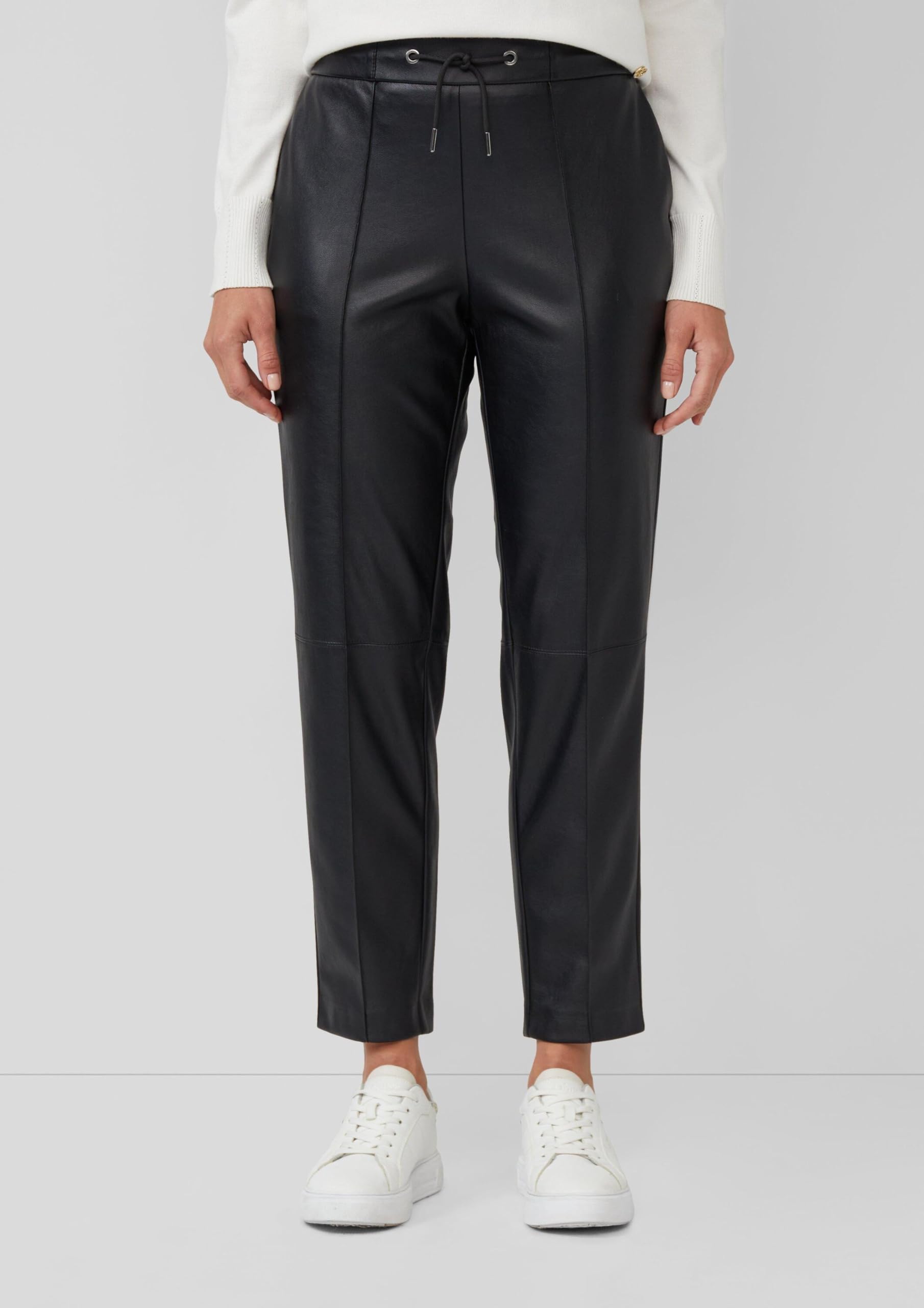 s.Oliver Junior Jogpants Lederimitat Hose mit Tunnelzug schwarz