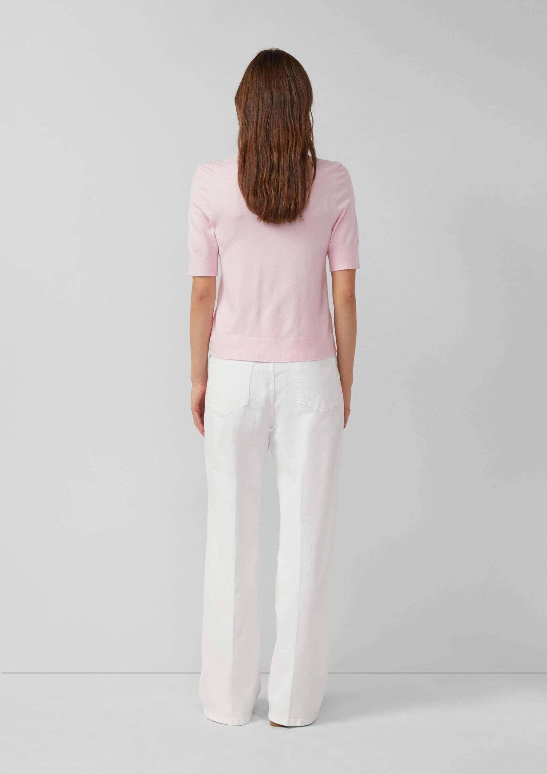 s.Oliver Kurzarm-Strickpullover Slim Fit creme Rundhals Gr.38
