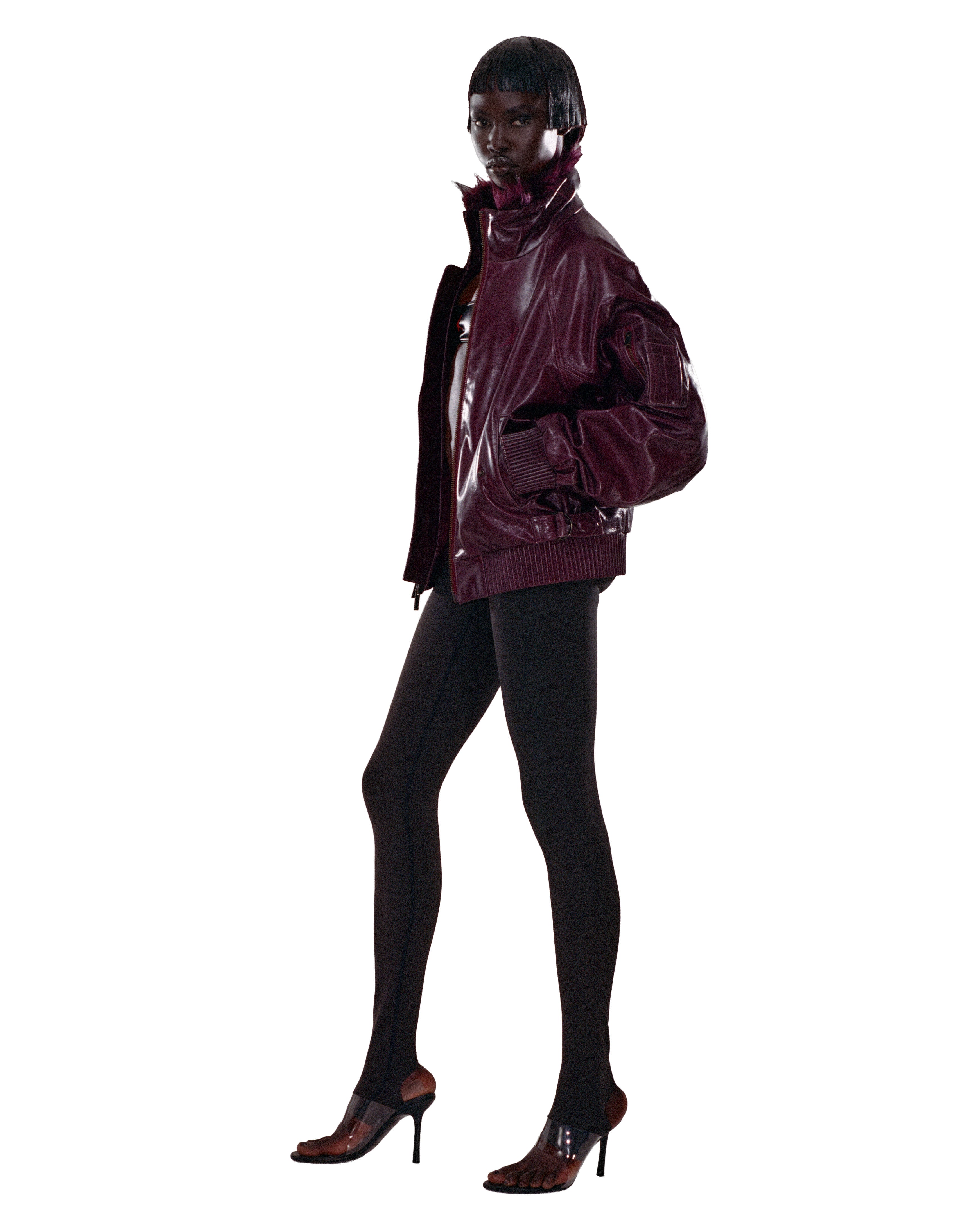 Mowalola Jordan Lederjacke Night Maroon aus Leder