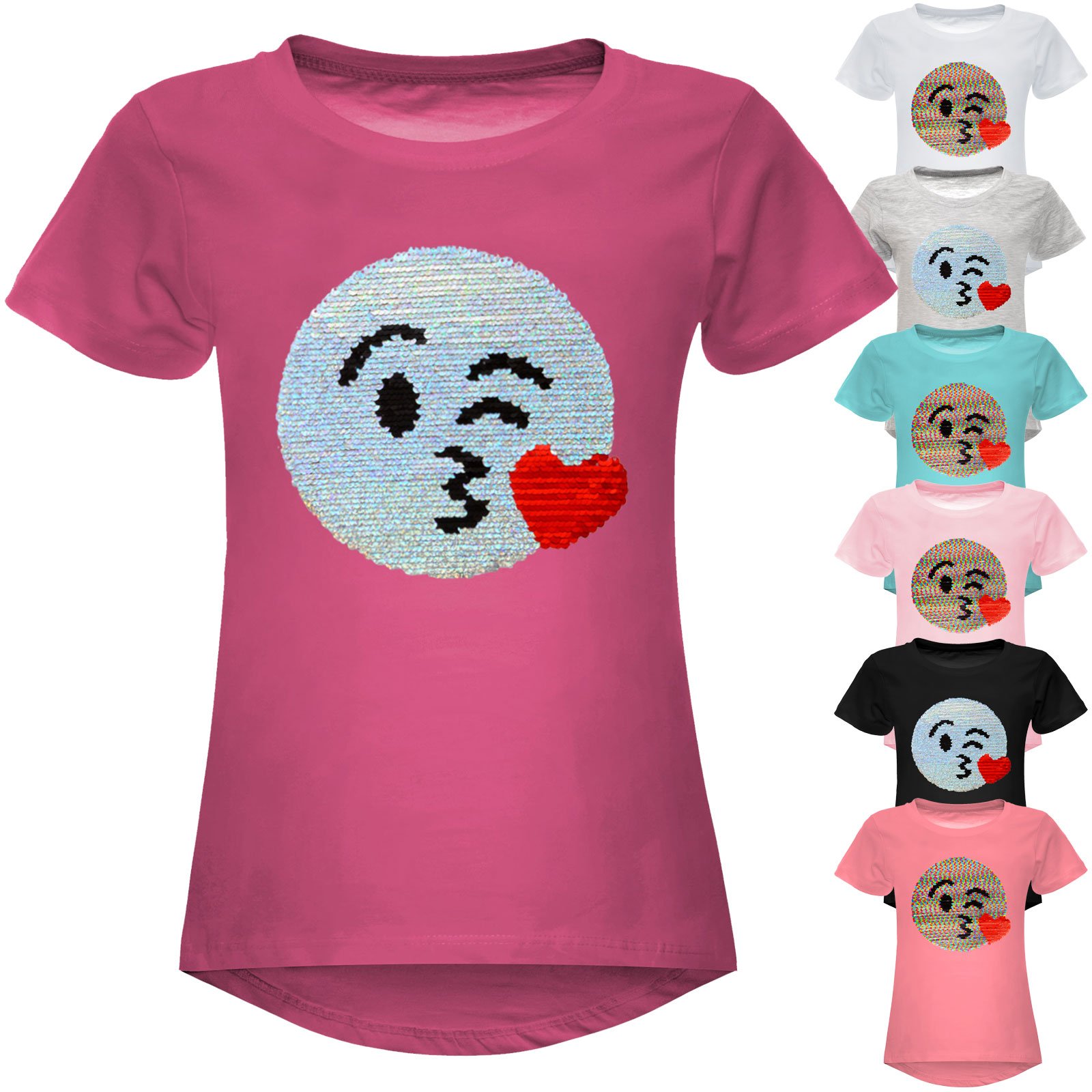 BEZLIT Mädchen T-Shirt Wendepailletten Herz Baumwolle rosa 116