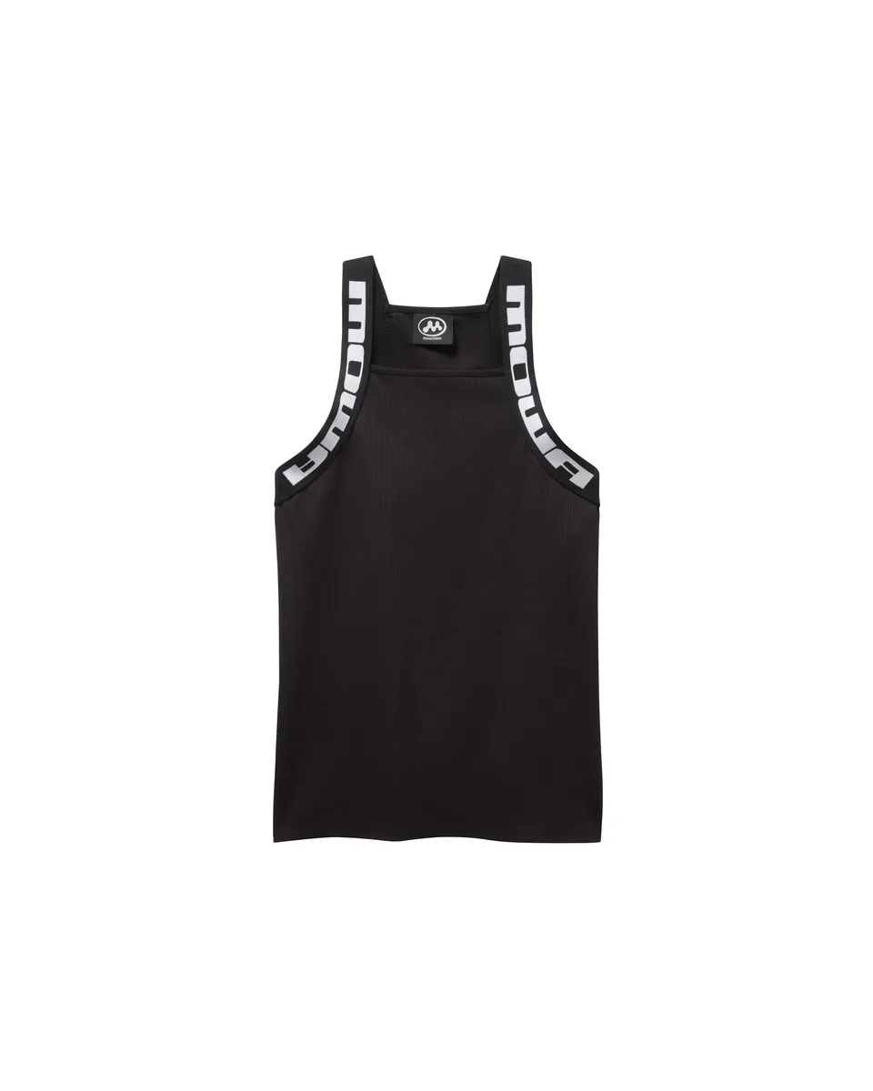 Mowalola Unit Vest Top Schwarz gerippt