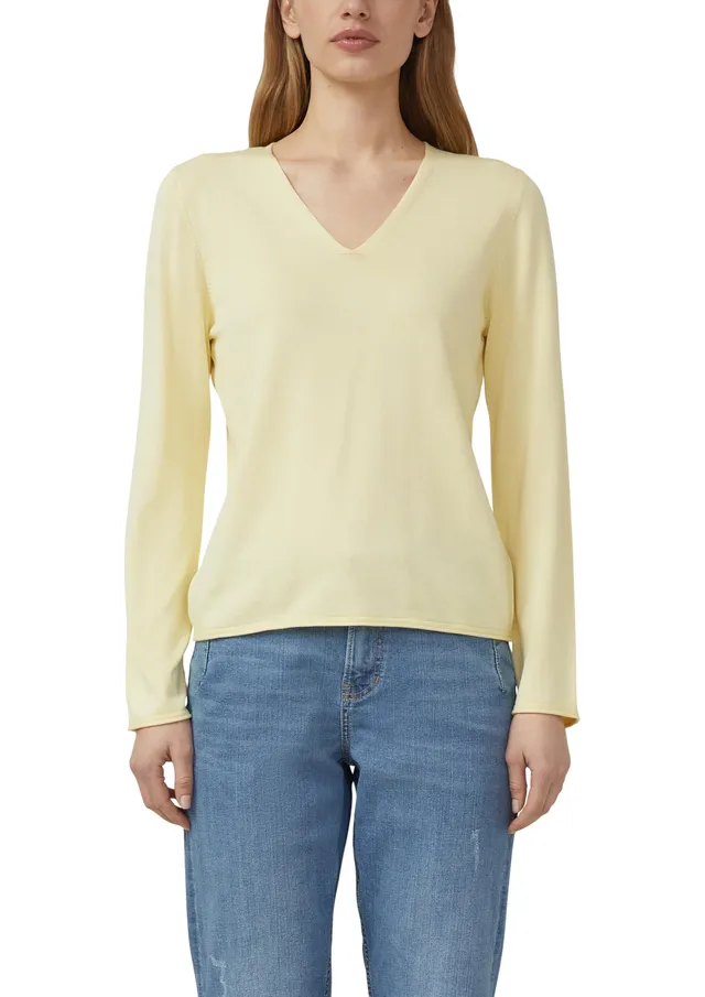 s.Oliver Red Label Feinstrickpullover gelb V-Ausschnitt