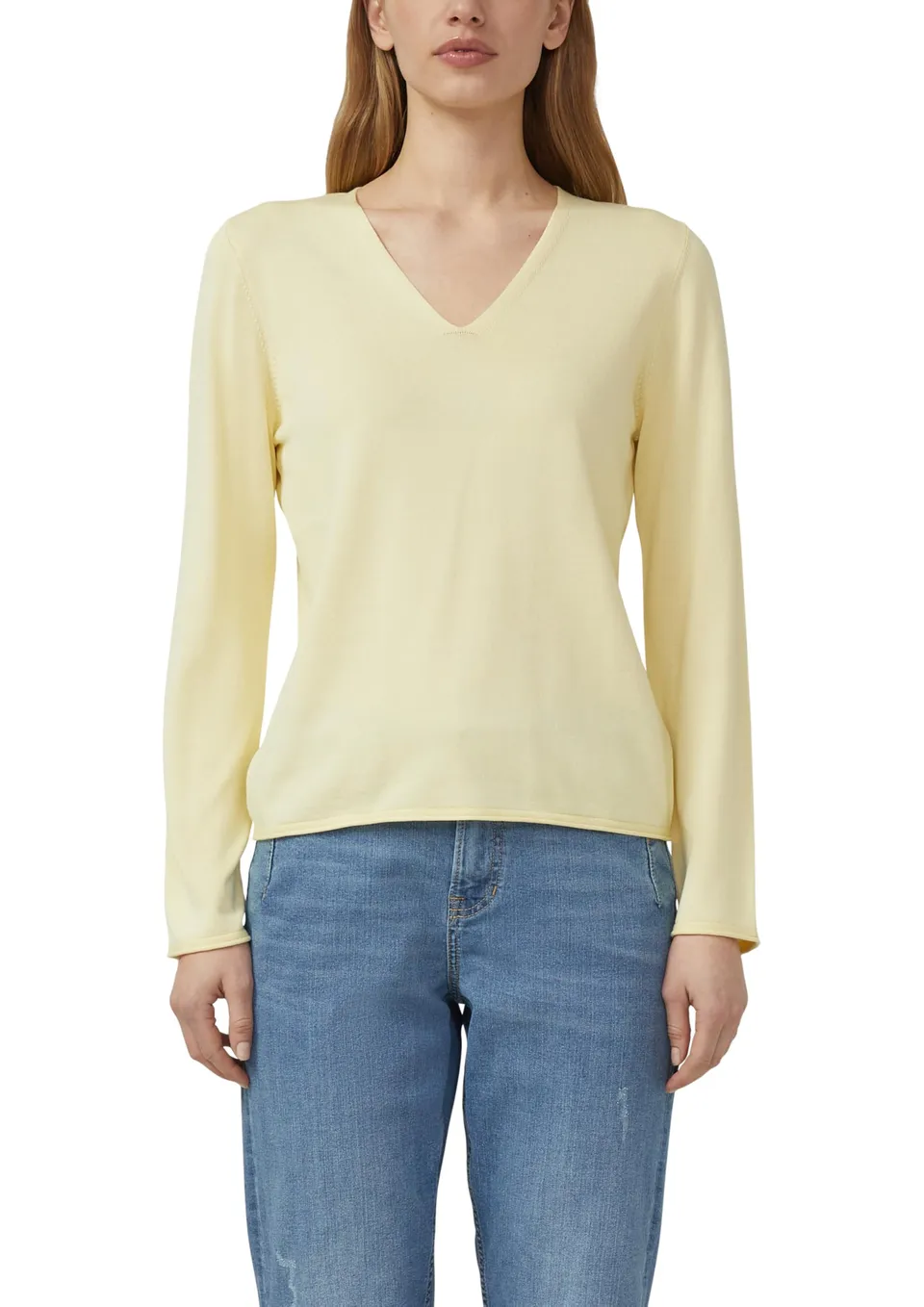 s.Oliver Red Label Feinstrickpullover gelb V-Ausschnitt