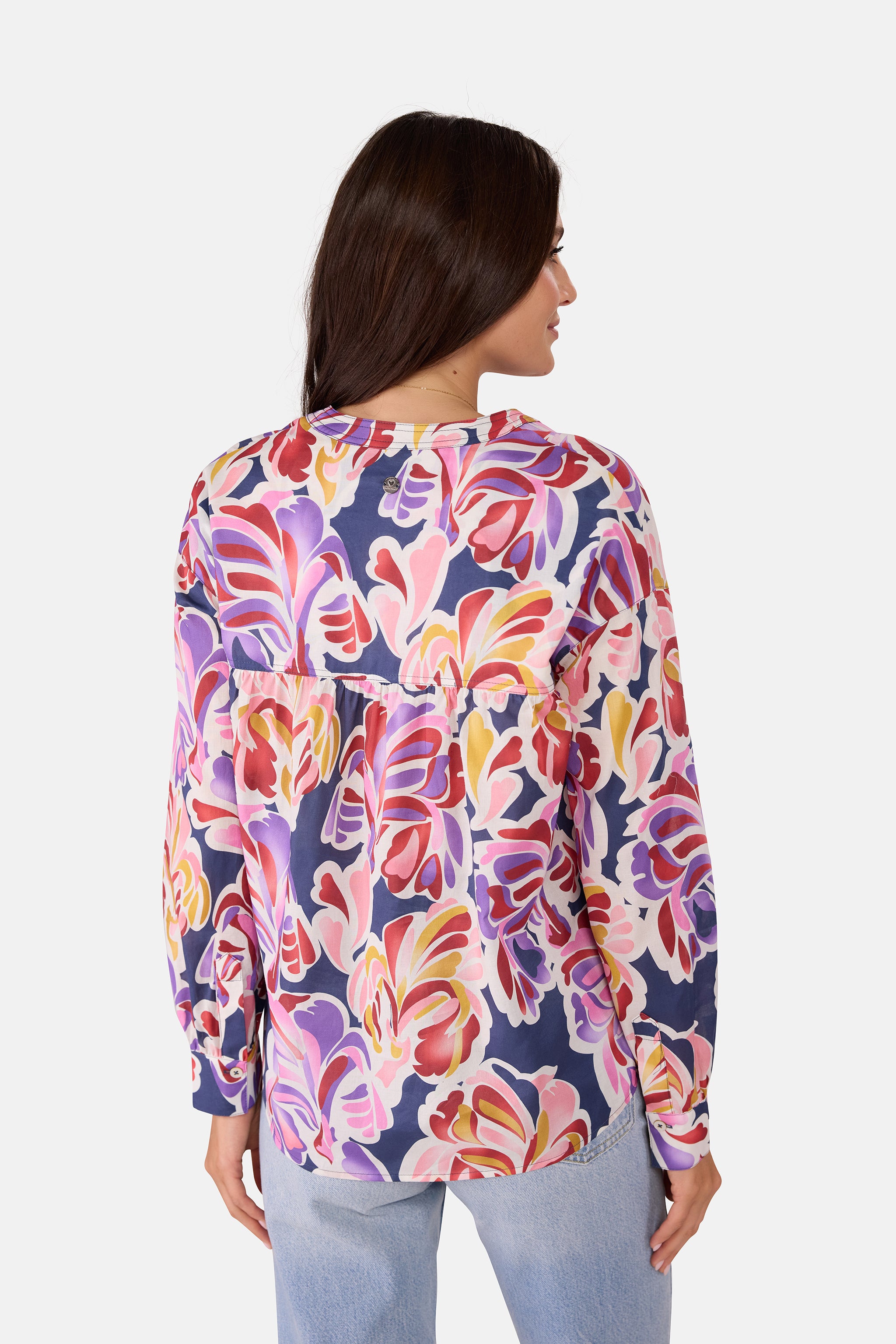 Lieblingsstück EdanaL Bluse navy V-Ausschnitt Baumwolle