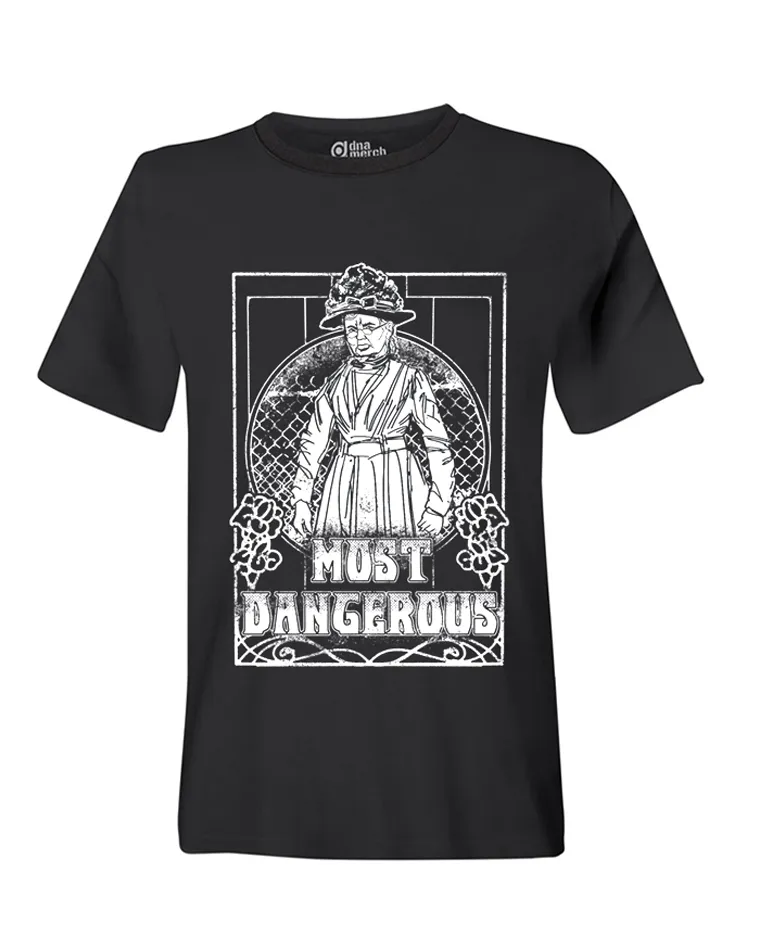 dna merch Most Dangerous Mother Jones Damen T-Shirt Schwarz