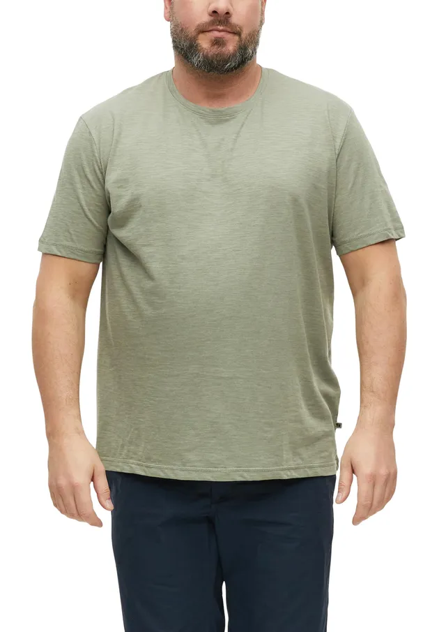 s.Oliver T-Shirt meliert Baumwollmix Olivgrün