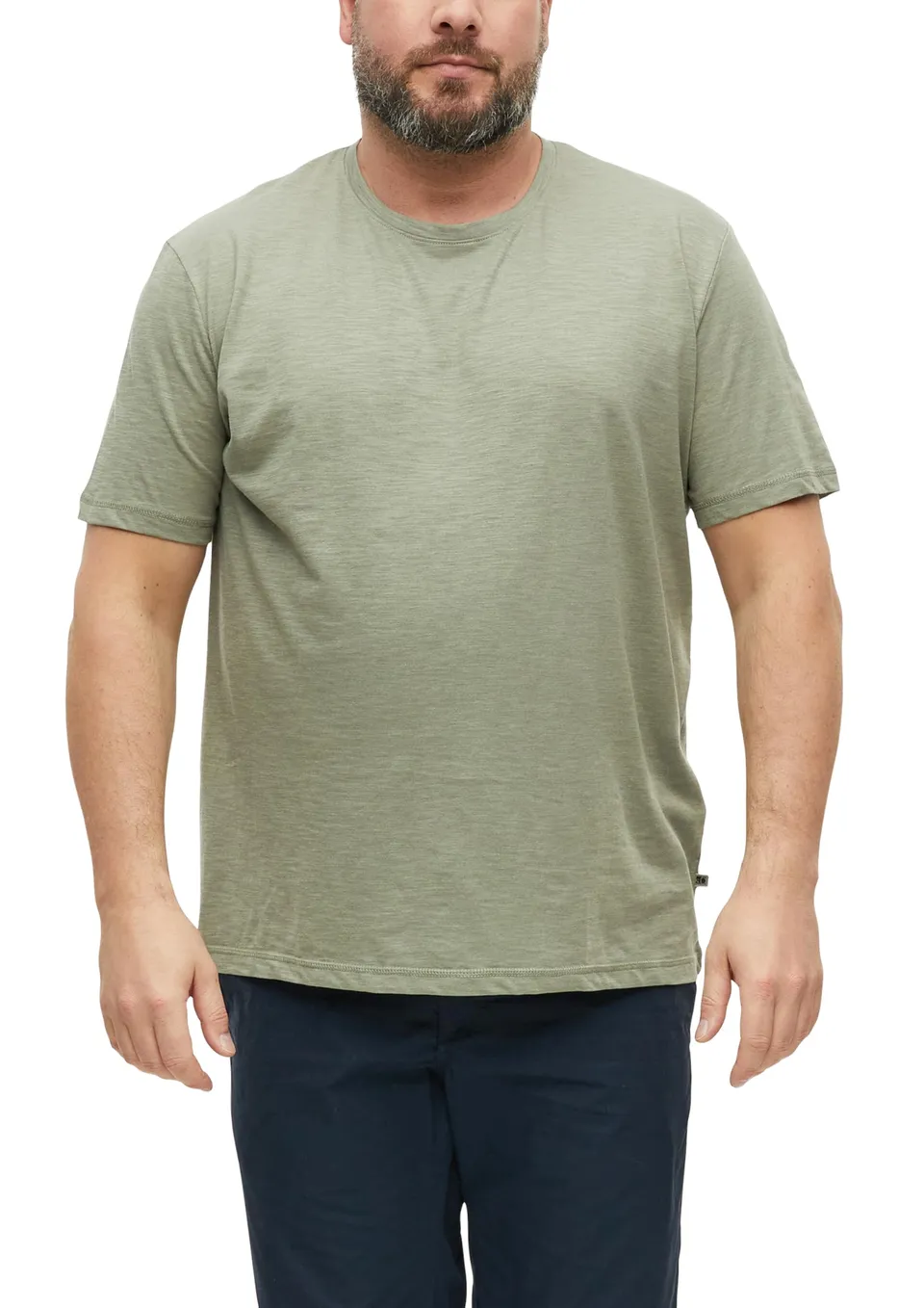 s.Oliver T-Shirt meliert Baumwollmix Olivgrün