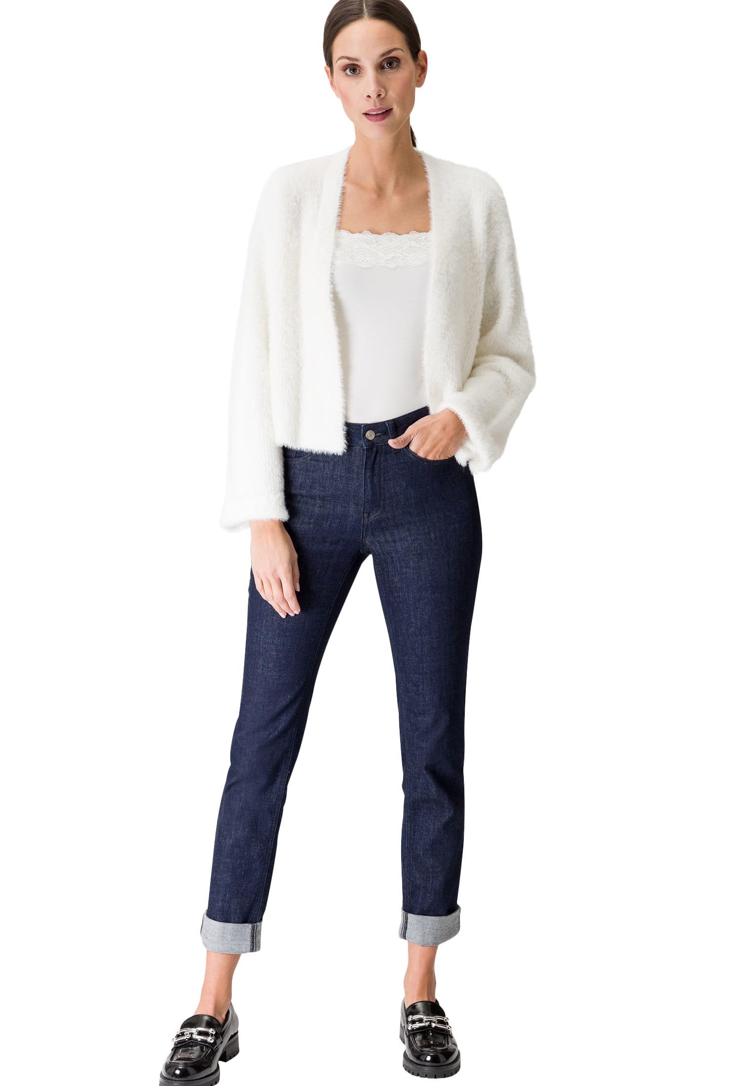 zero Top Tessa mit Spitzenkante Top Offwhite 34