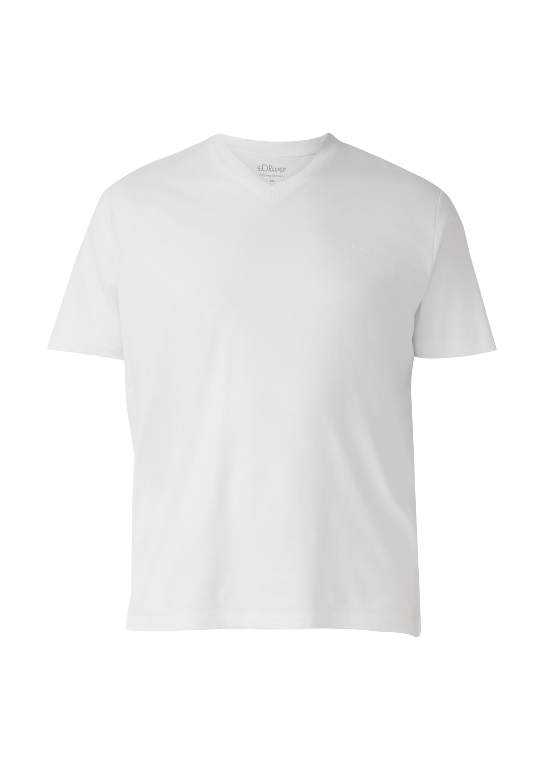 s.Oliver T-Shirt V-Neck Logo-Print weiß 5XL Baumwolle