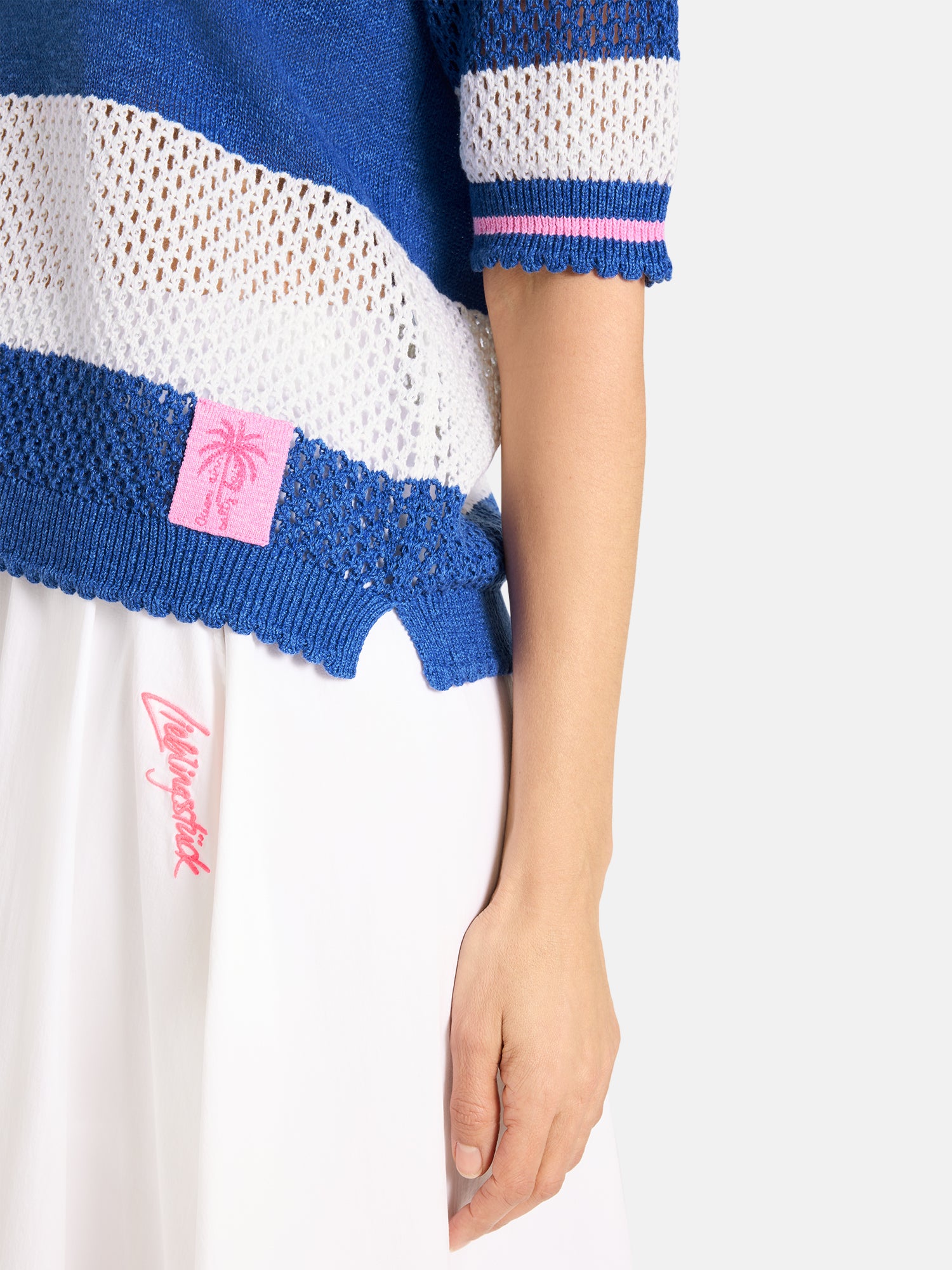 Lieblingsstück AliaL Kurzarm Pullover Leinen Lochstrick