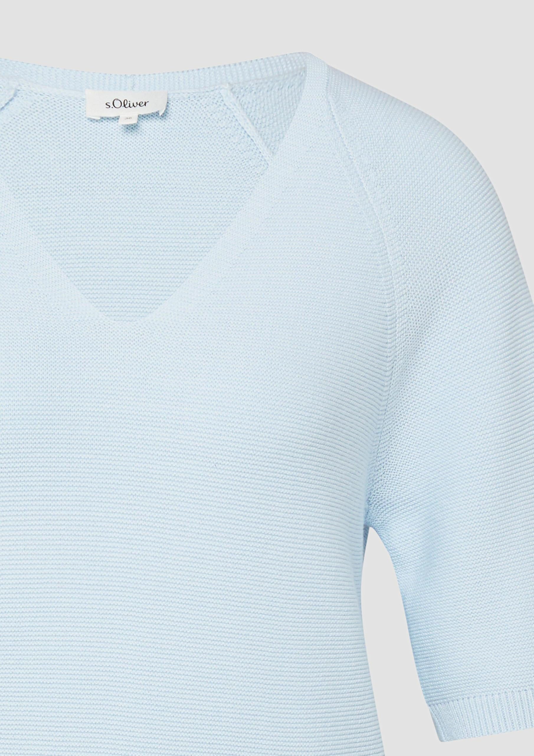 s.Oliver Red Label Strickpullover Kurzarm V-Ausschnitt