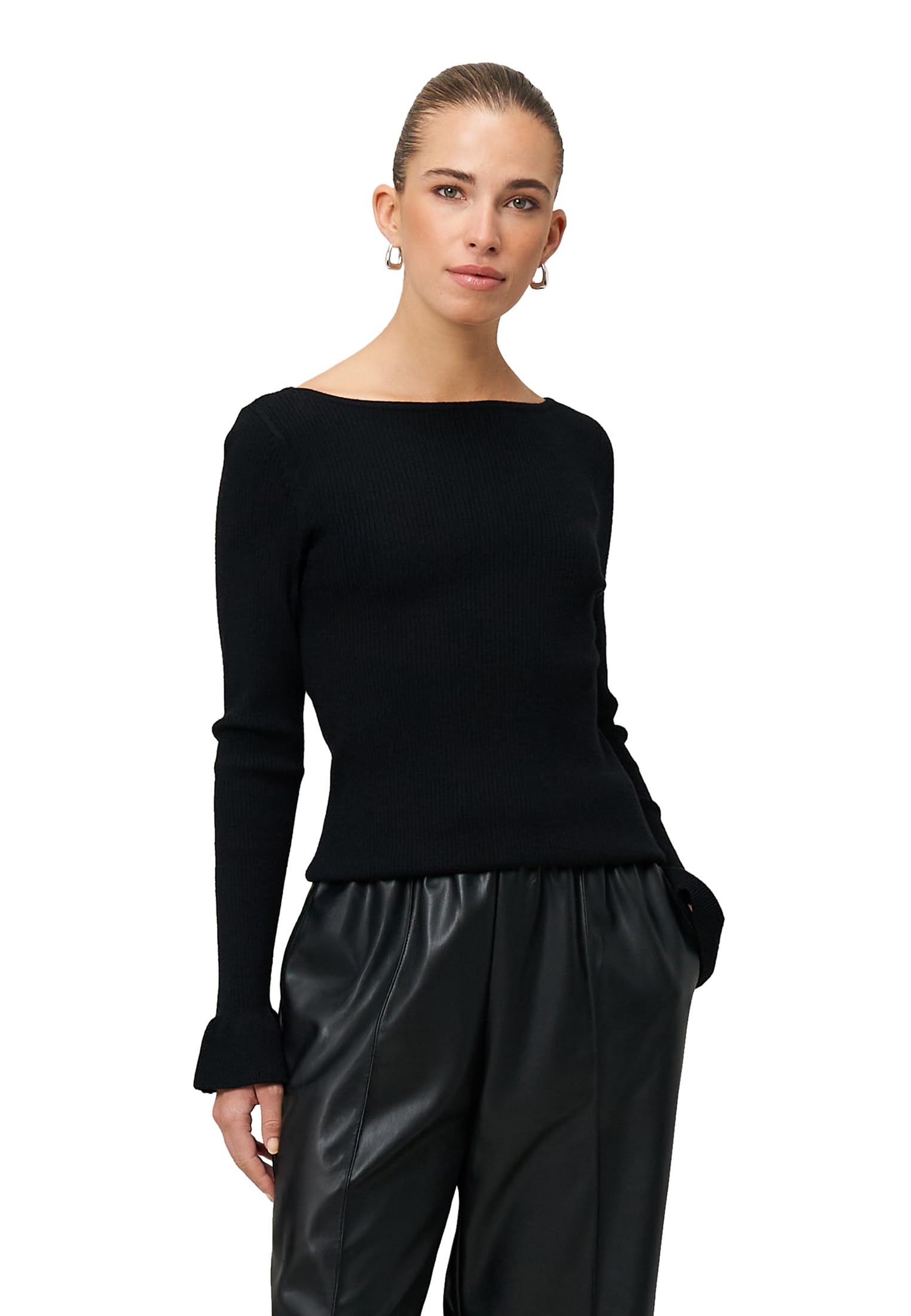 zero Pullover Volantärmel Gr.40 Black Beauty elegant